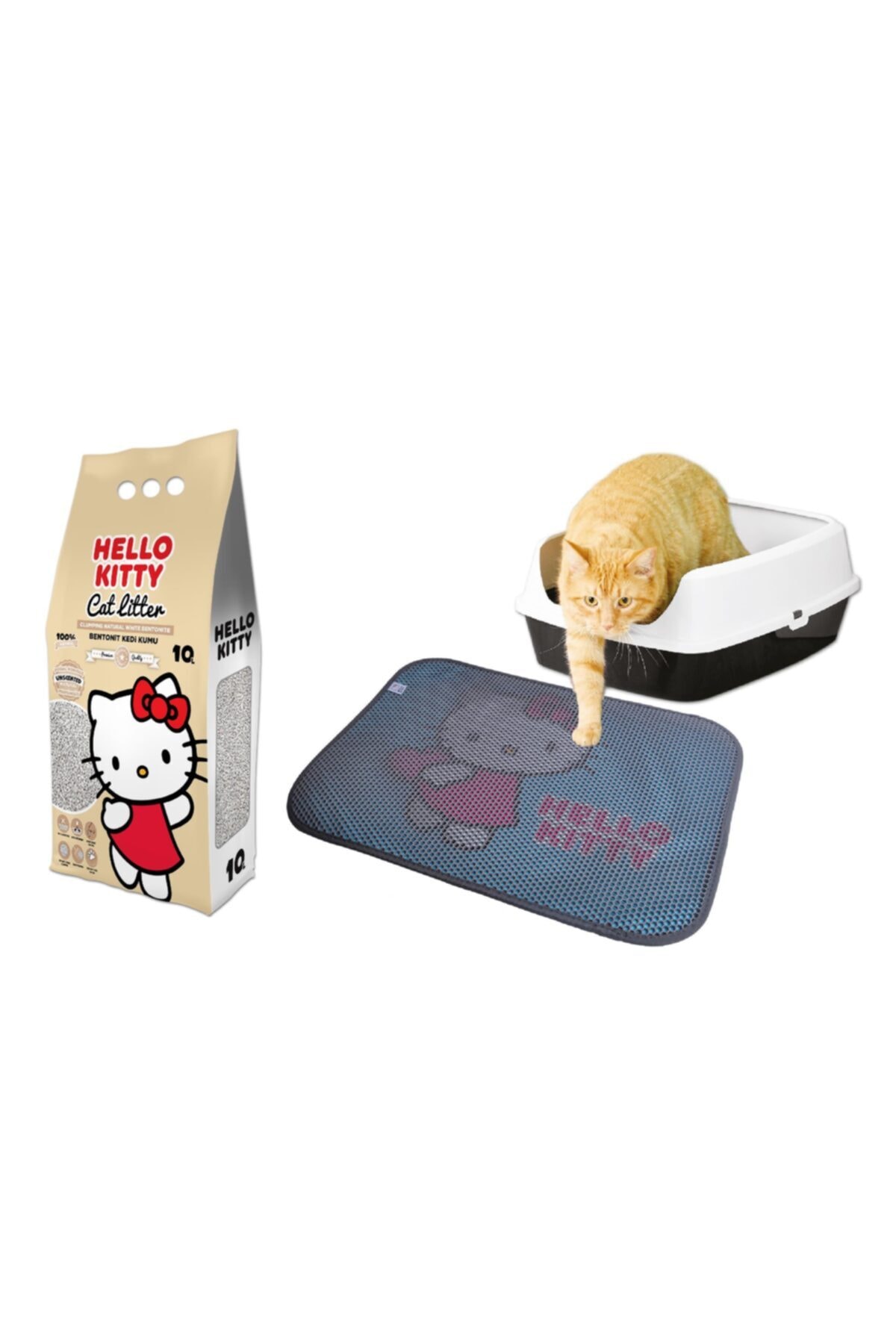 PETFAN Hello Kıtty 10l Naturel Doğal Kokusuz Bentonit Kedi Kumu Ve Paspas