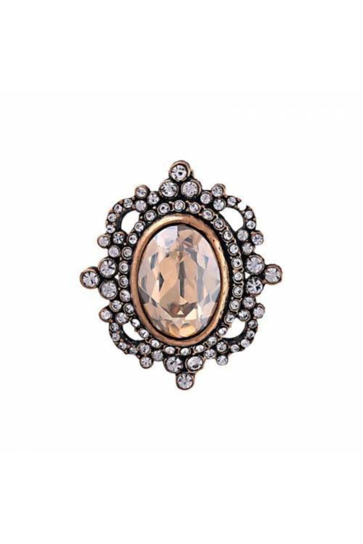 Aşina Gümüş Kadın Taşlı Sarı Topaz Elmas Montür Broş Sevgiliye Hediye