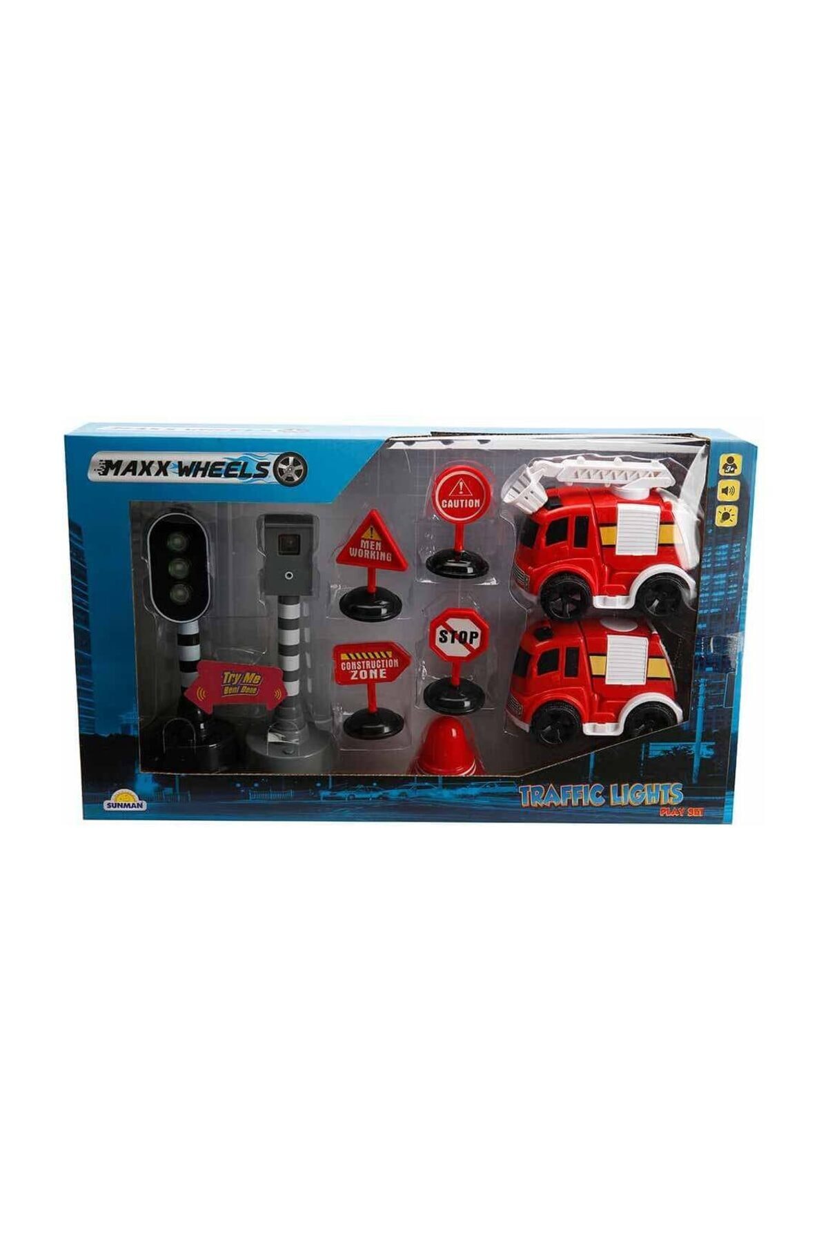 Maxx Wheels Sesli ve Işıklı Arabalı Trafik Işık Seti - İtfaiye Araçları