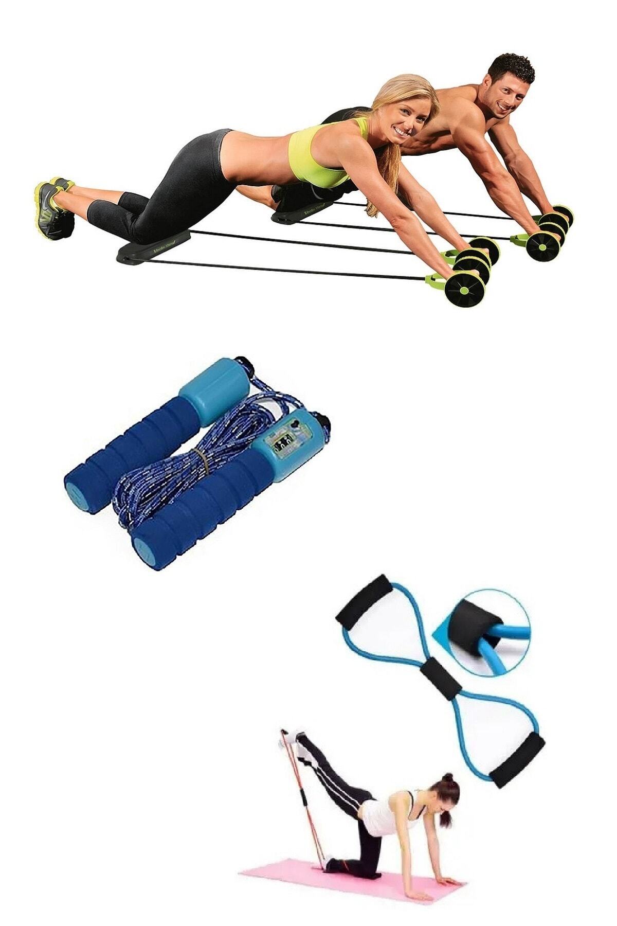 Nadom Göbek Eritme Fitness Spor Aleti Sayaçlı Atlama Ipi Kas Germe Güçlendirme Direnç Lastiği