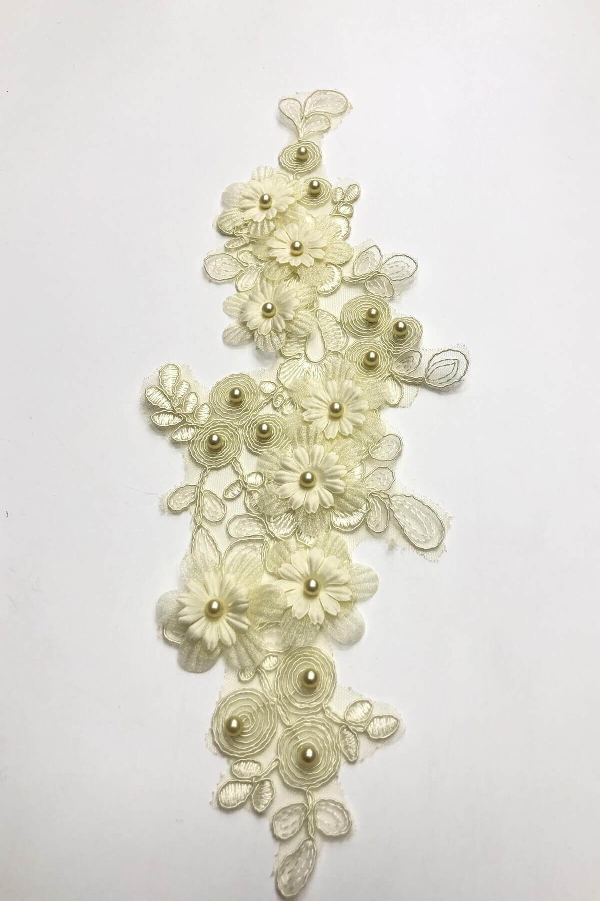 Hayalperest boncuk Koyu Krem Işlemeli Parça Güpür Dantel