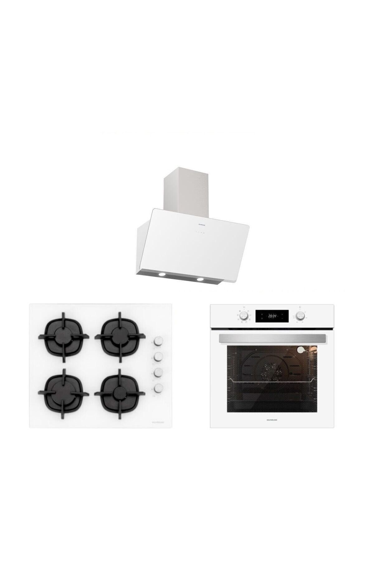 Silverline Beyaz Cam Ankastre Set (3457 Soho 60+CS5343W01+BO6504W01)