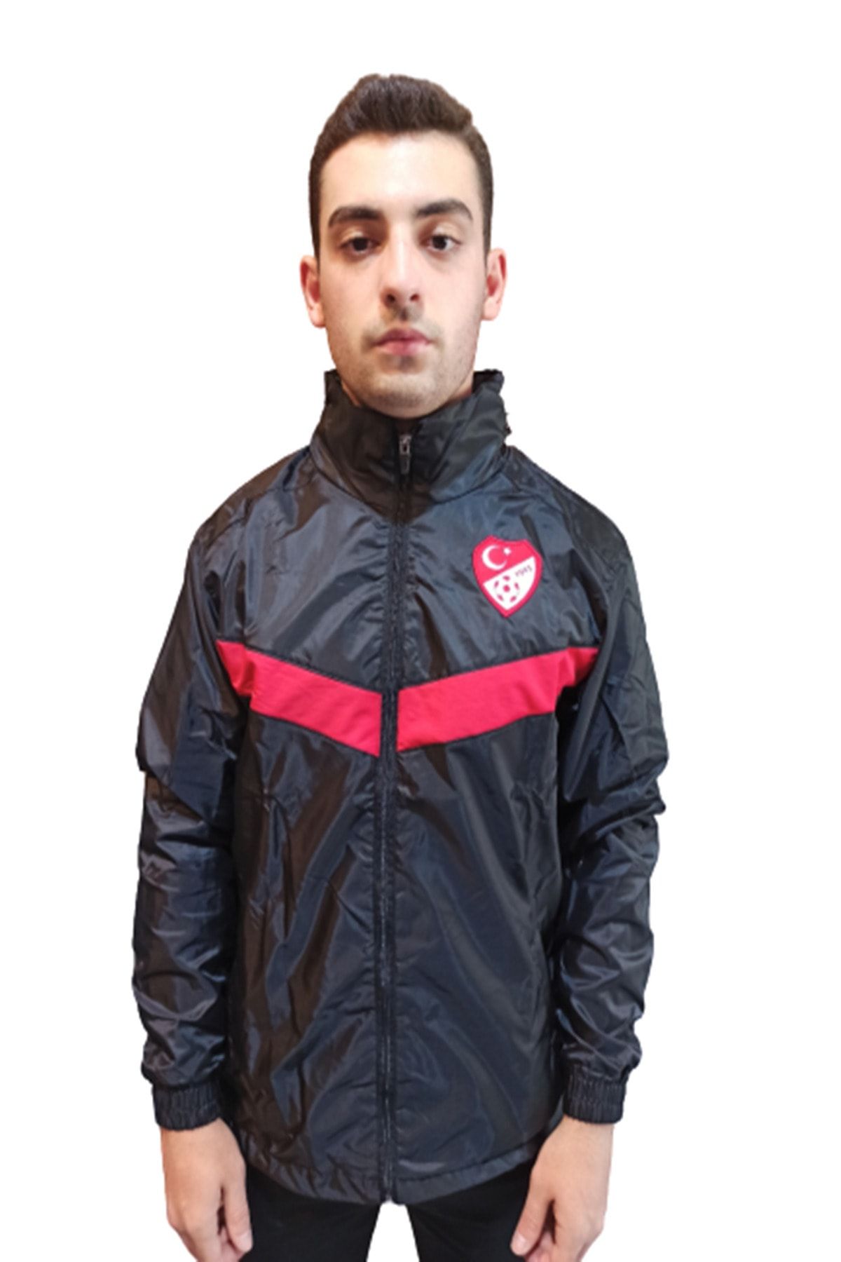 K18moda Siyah Yağmurluk, Astarlı, Kapüşonlu, Tff Armalı Ve Tff Yazılı
