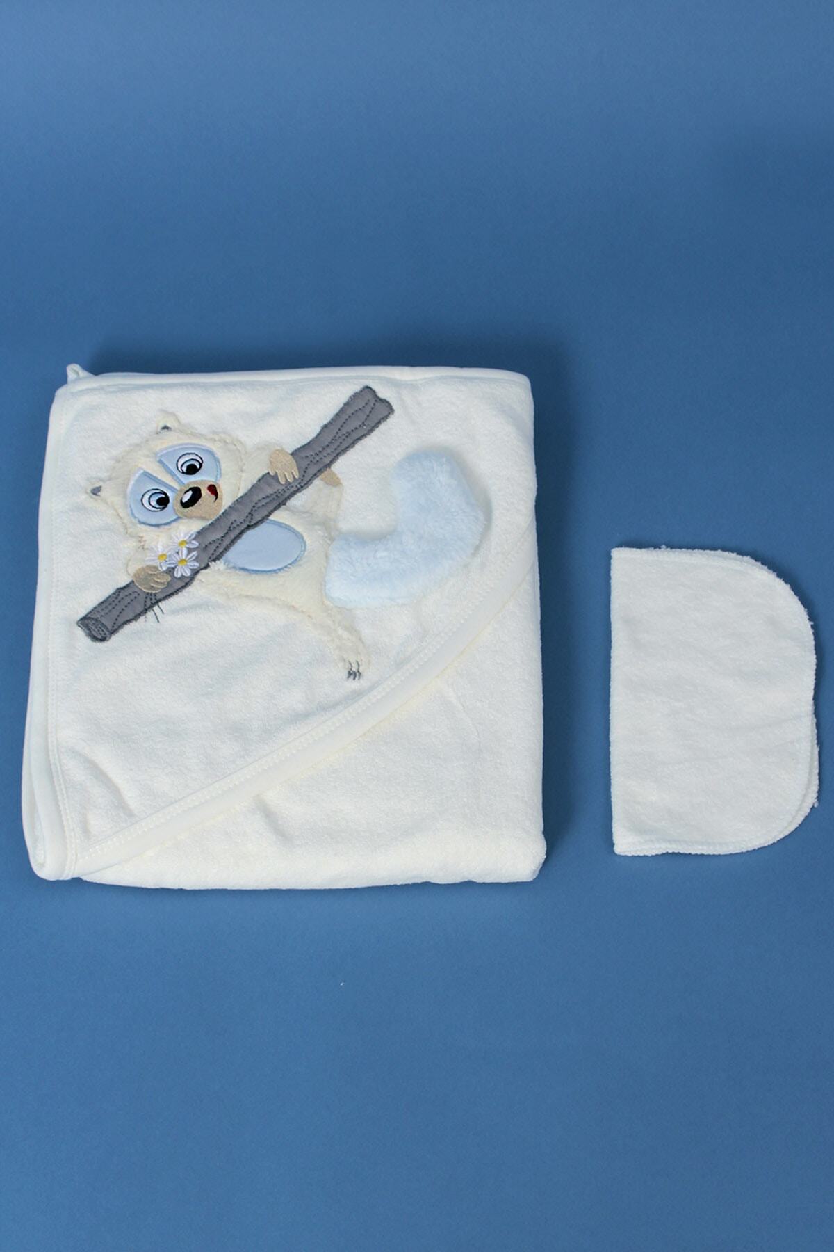 baby line Rakun Detaylı Silgi Havlu (mavi)