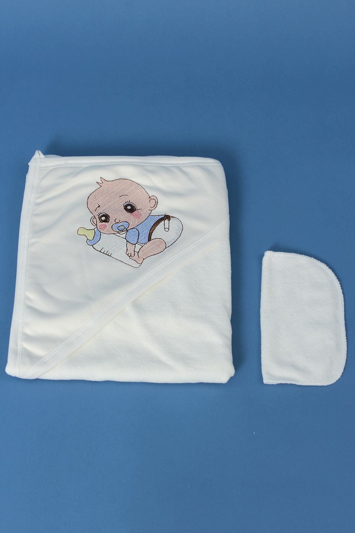 baby line Bebek Baskılı Silgi Havlu (mavi)
