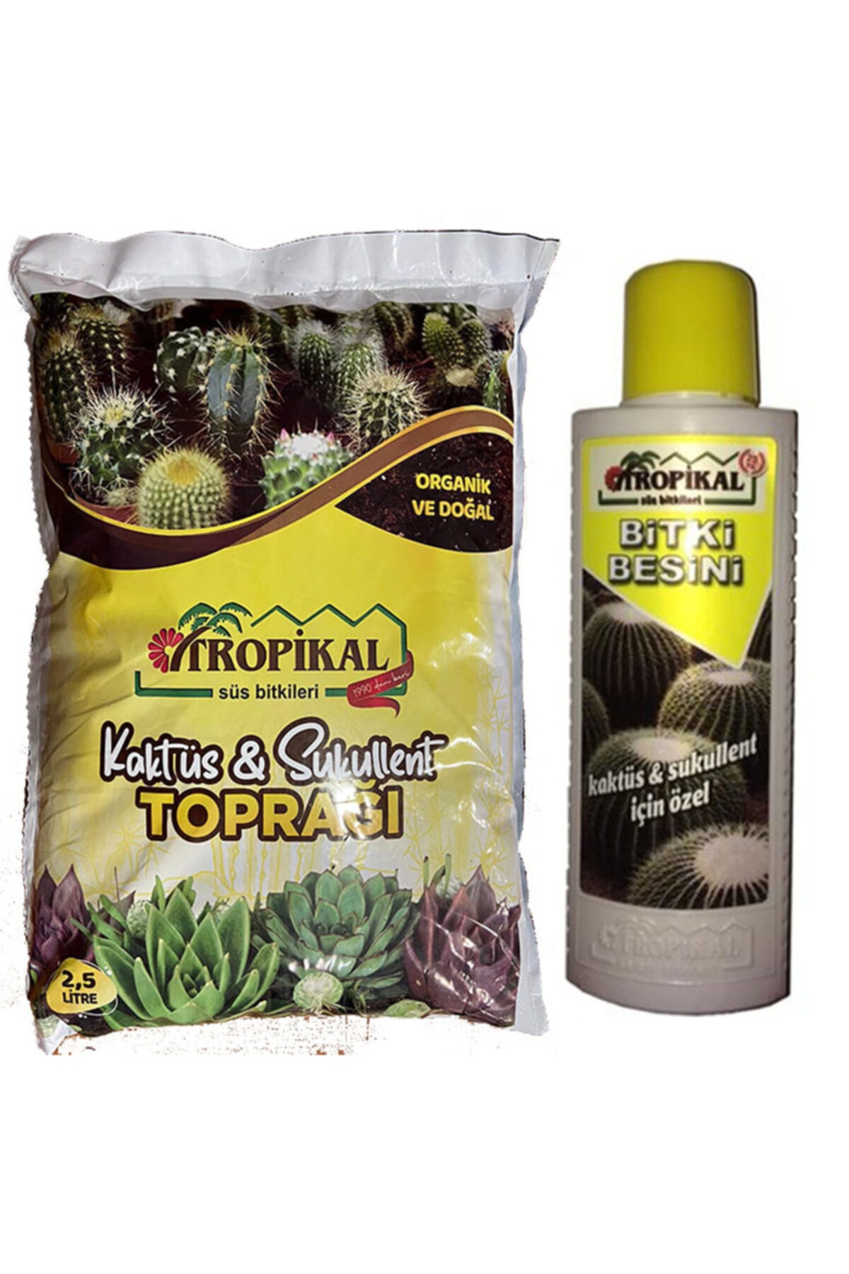 gül çiçek sarayı Kaktüs & Sukulent Toprağı 2,5 Lt, Kaktüs &sukulent Besini 225 Ml, Organik Toprak