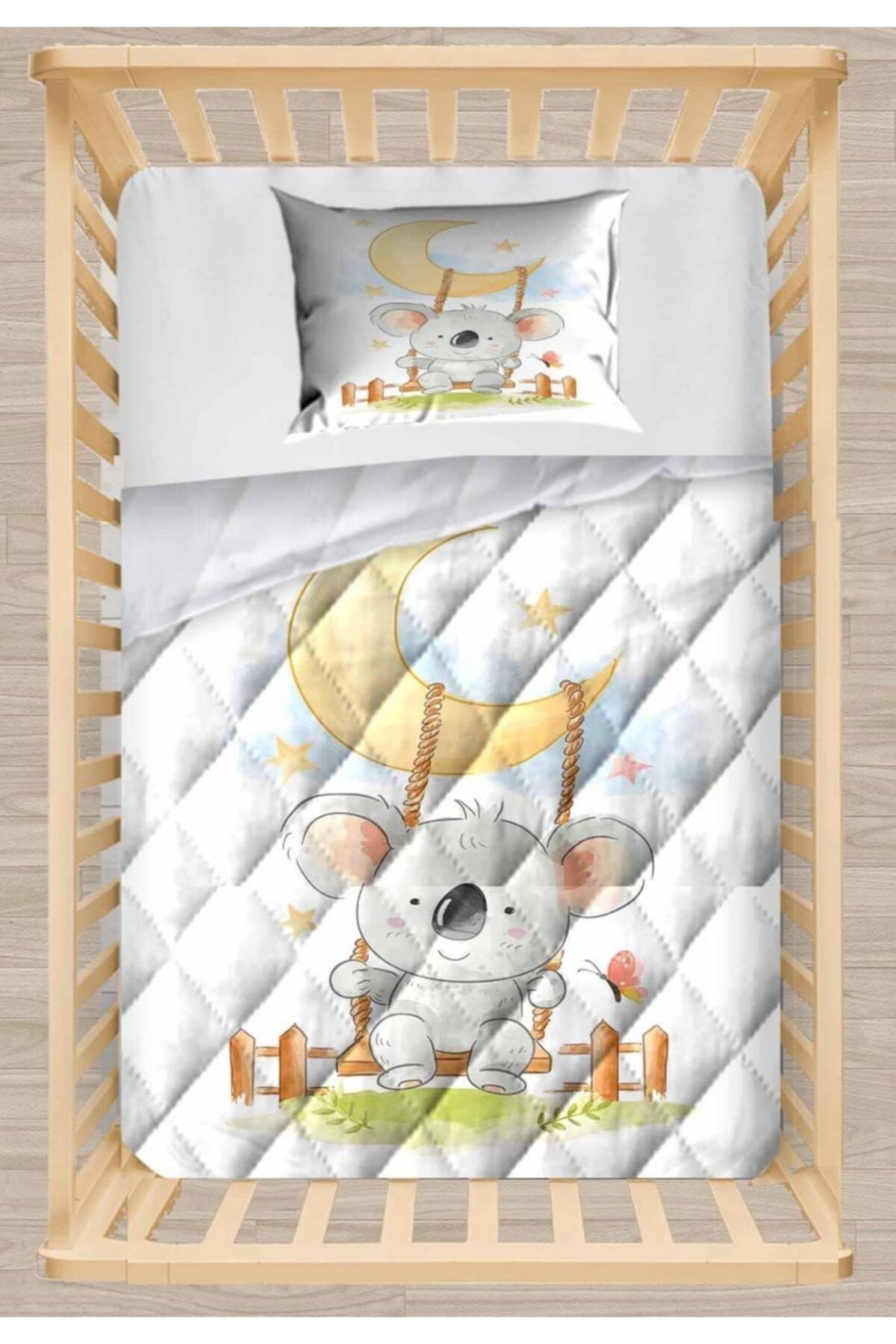 Else Halı Else Ay Dede Sevimli Koala Kapitoneli 3d Desenli Bebek Yorgan Uyku Seti