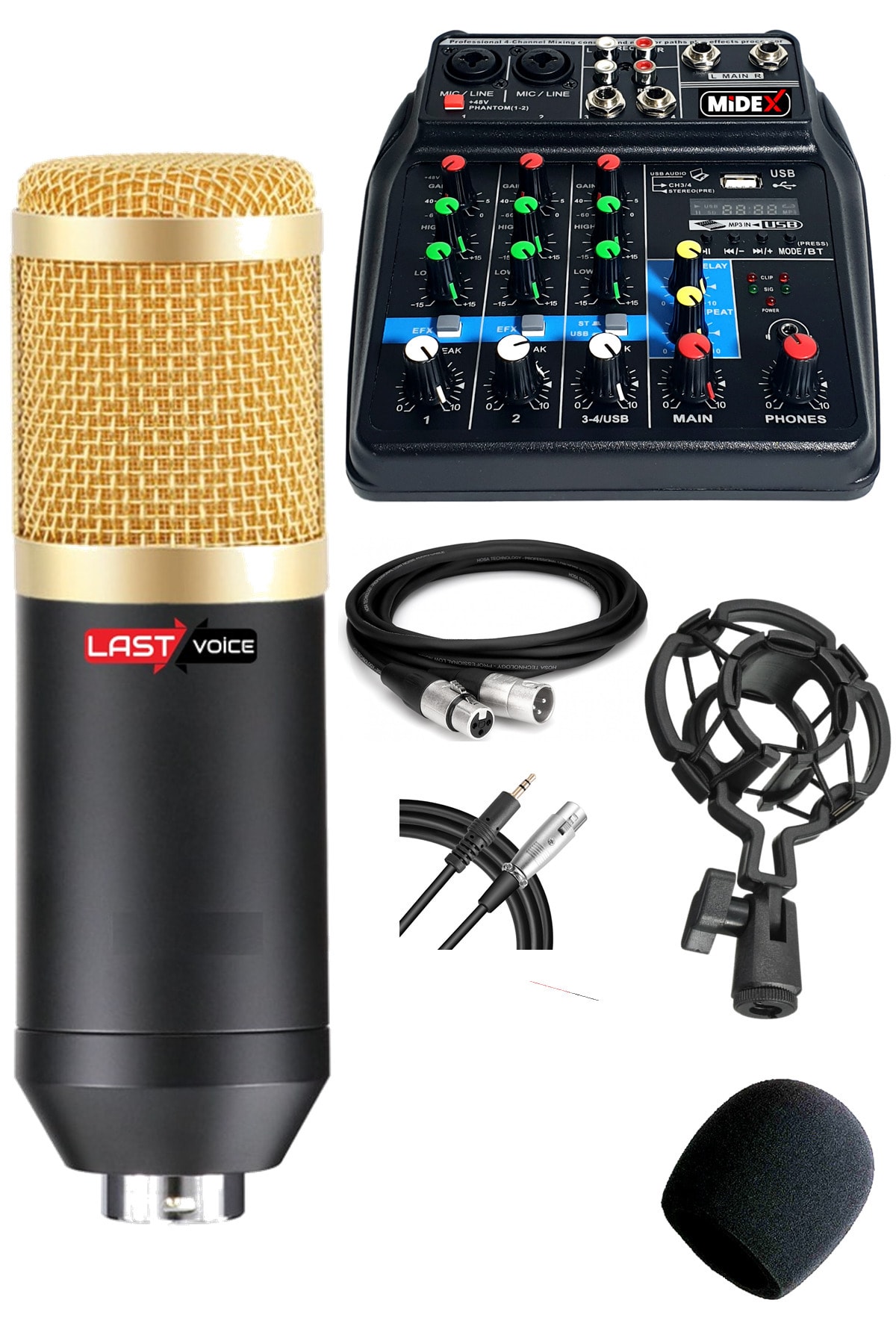 Lastvoice Bm800mdxc Condenser Mikrofon Phantomlu Kayıt Mikseri Seti