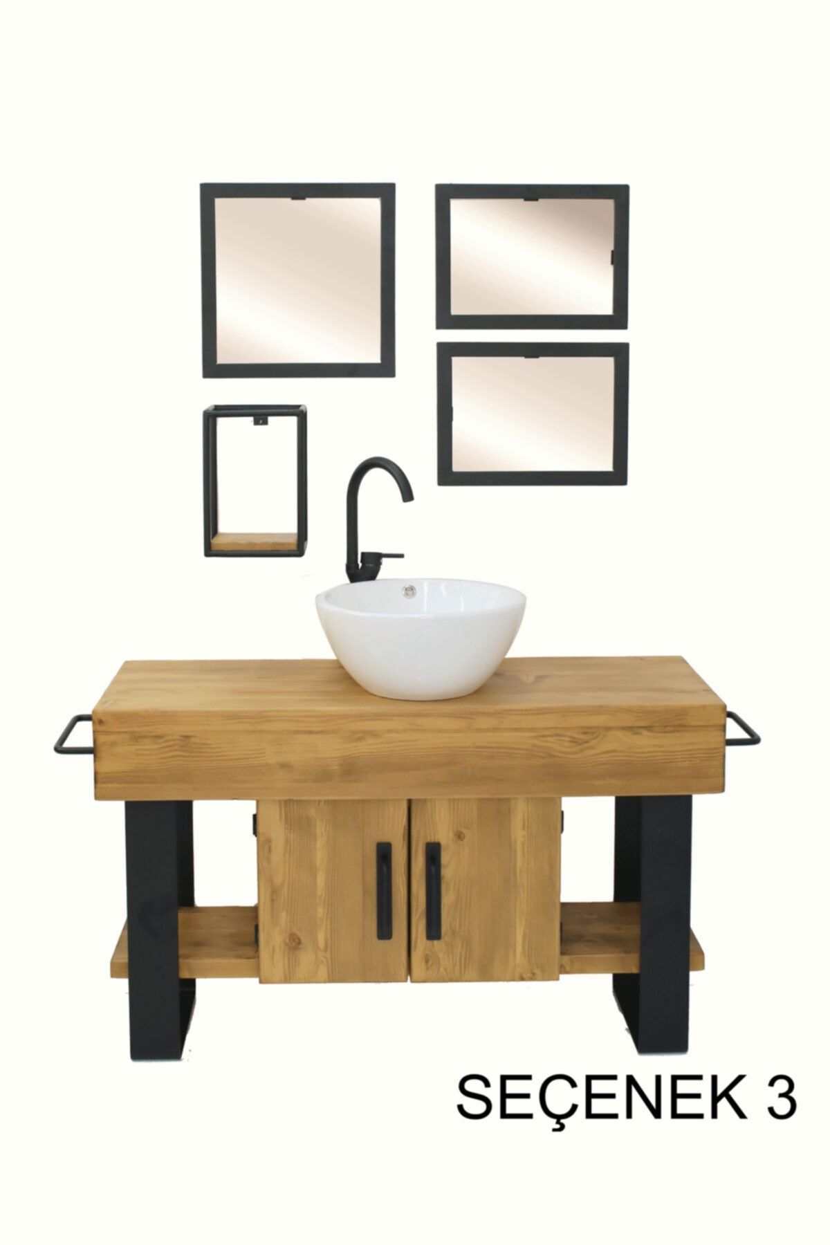 NT Concept Masif Ağaç Lavabo Dolabı(hilton) - En:130cm-(seçenek 3)