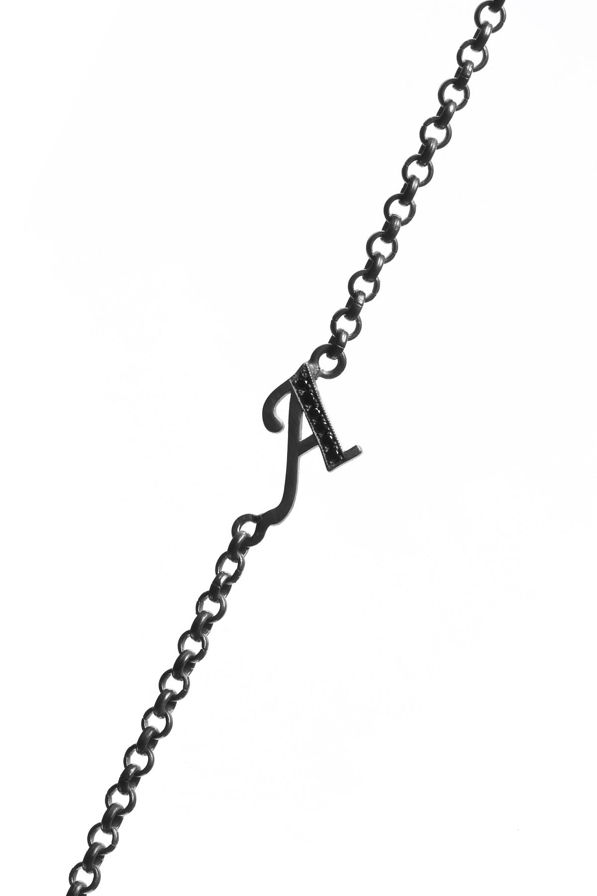 Agora Pırlanta Black Diamond Unisex A Harfi Siyah Pırlanta Bileklik