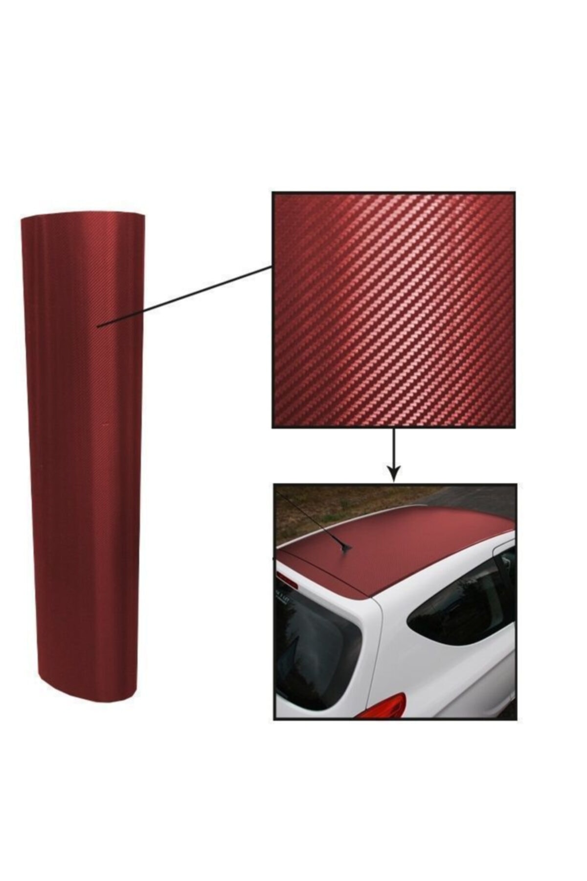 wolffol 3d Bordo Karbon Folyo 152cmx1.20mt Hava Kanallı Araç Kaplama Folyosu