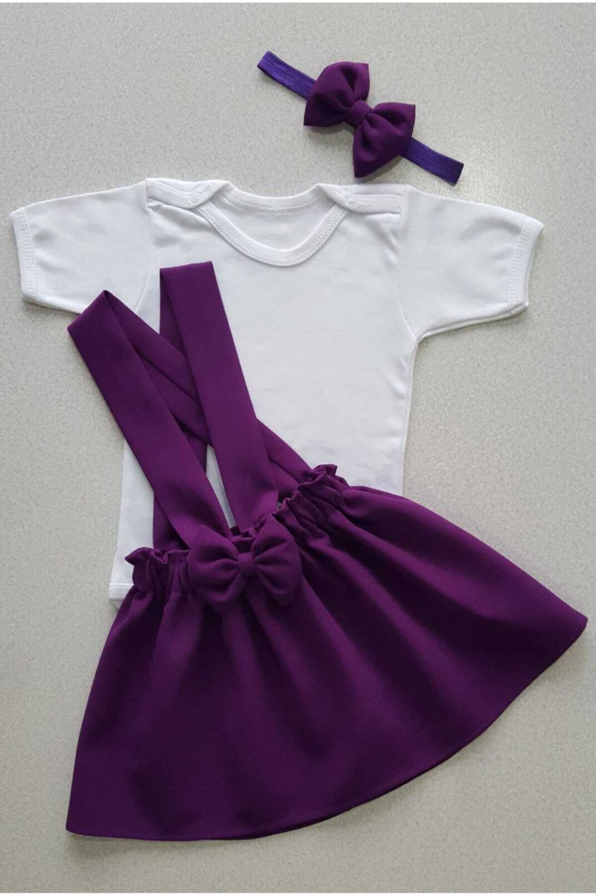 Yumurcak Krep Elbise Bandana Ve Badi Takım