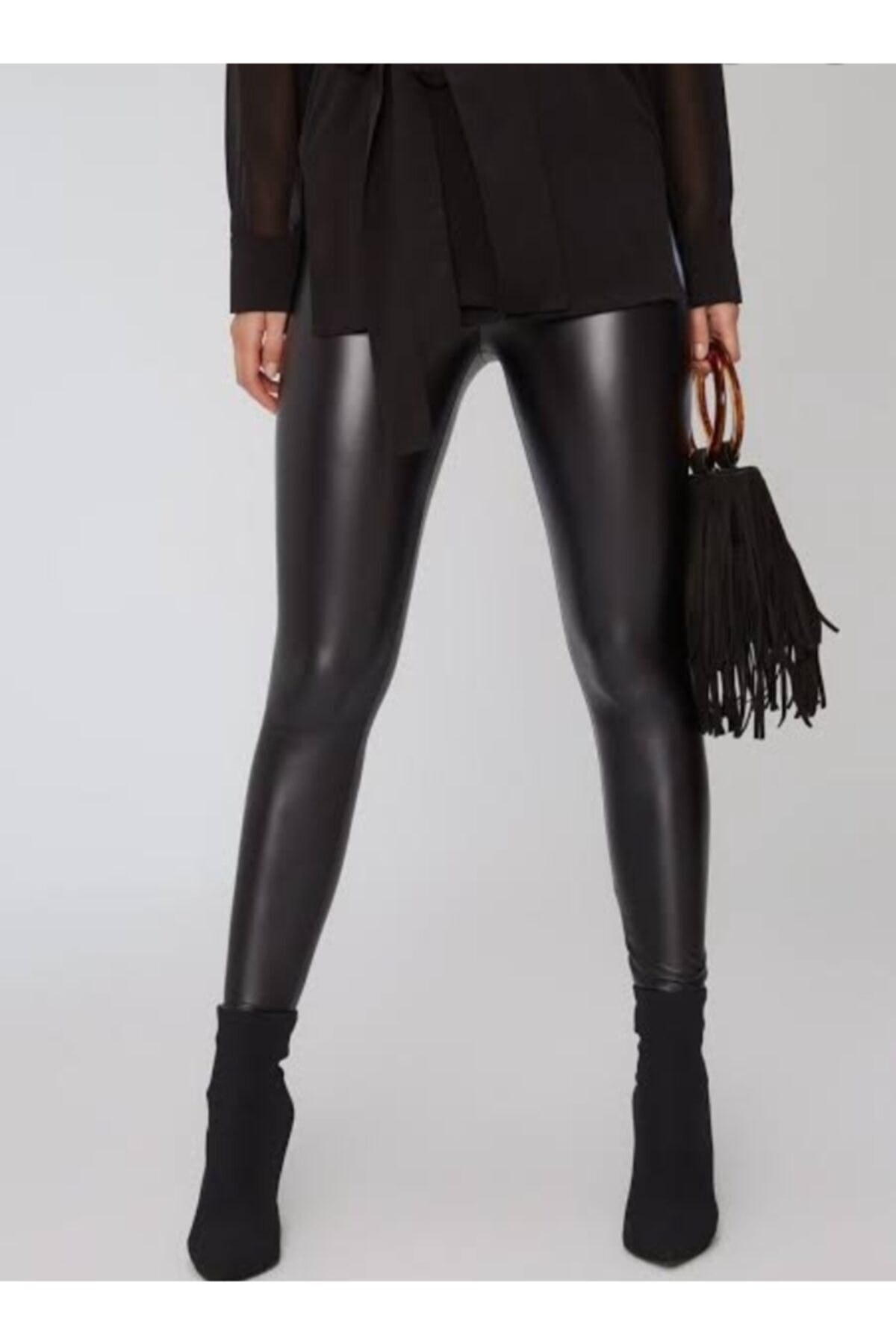 Padrino Yuksek Bel Full Lycra Içi Şardonlu Deri Tayt