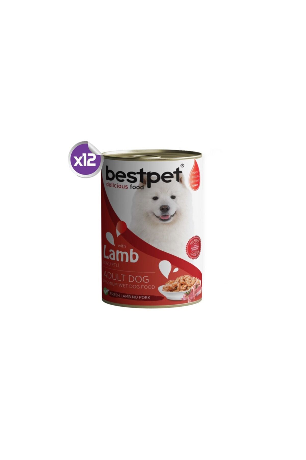 Bestpet Kuzulu Konserve Yetişkin Köpek Maması 12 X 400 Gr
