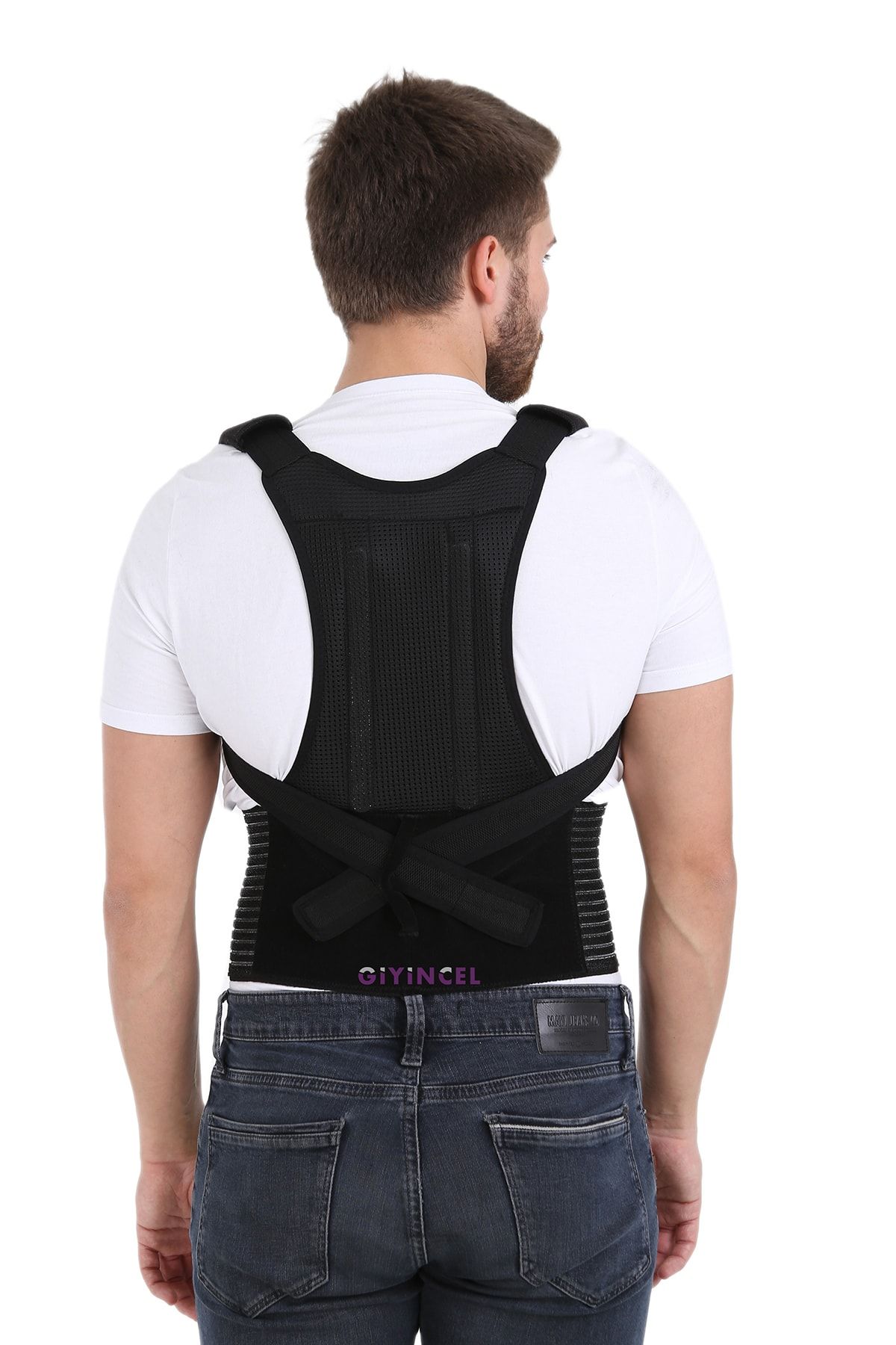 GİYİNCEL Unisex Siyah Dik Duruş Durma Ortopedik Bel Ve Sırt Destek Korsesi