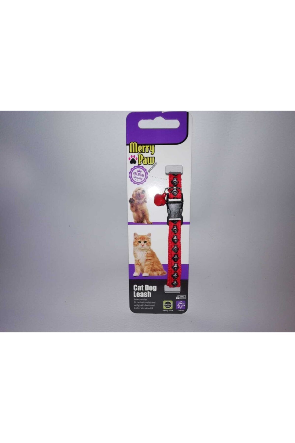 Merrypaw Kedi Köpek Boyun Tasması Balık Desenli Kırmızı