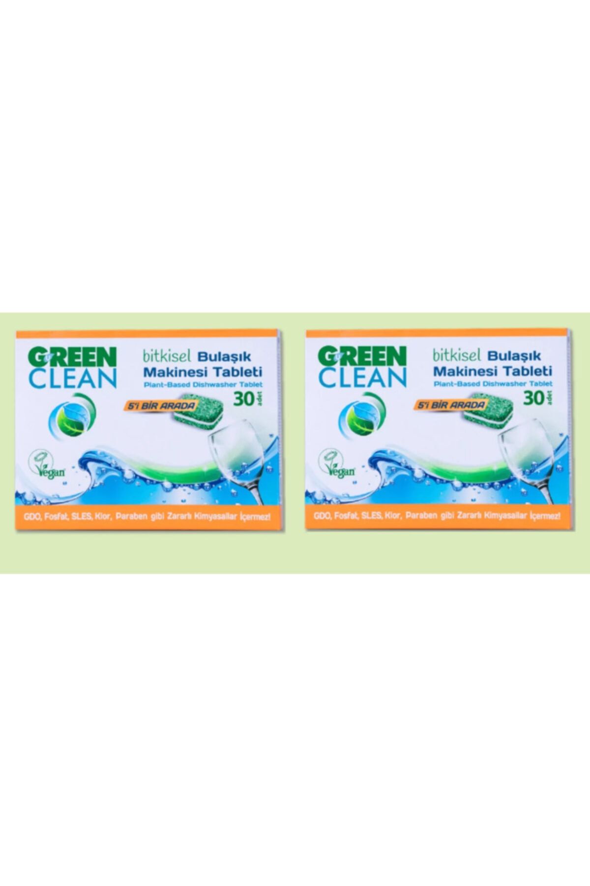 Green Clean Bitkisel Bulaşık Makinesi Tableti 30'lu X 2 Adet Depo-e