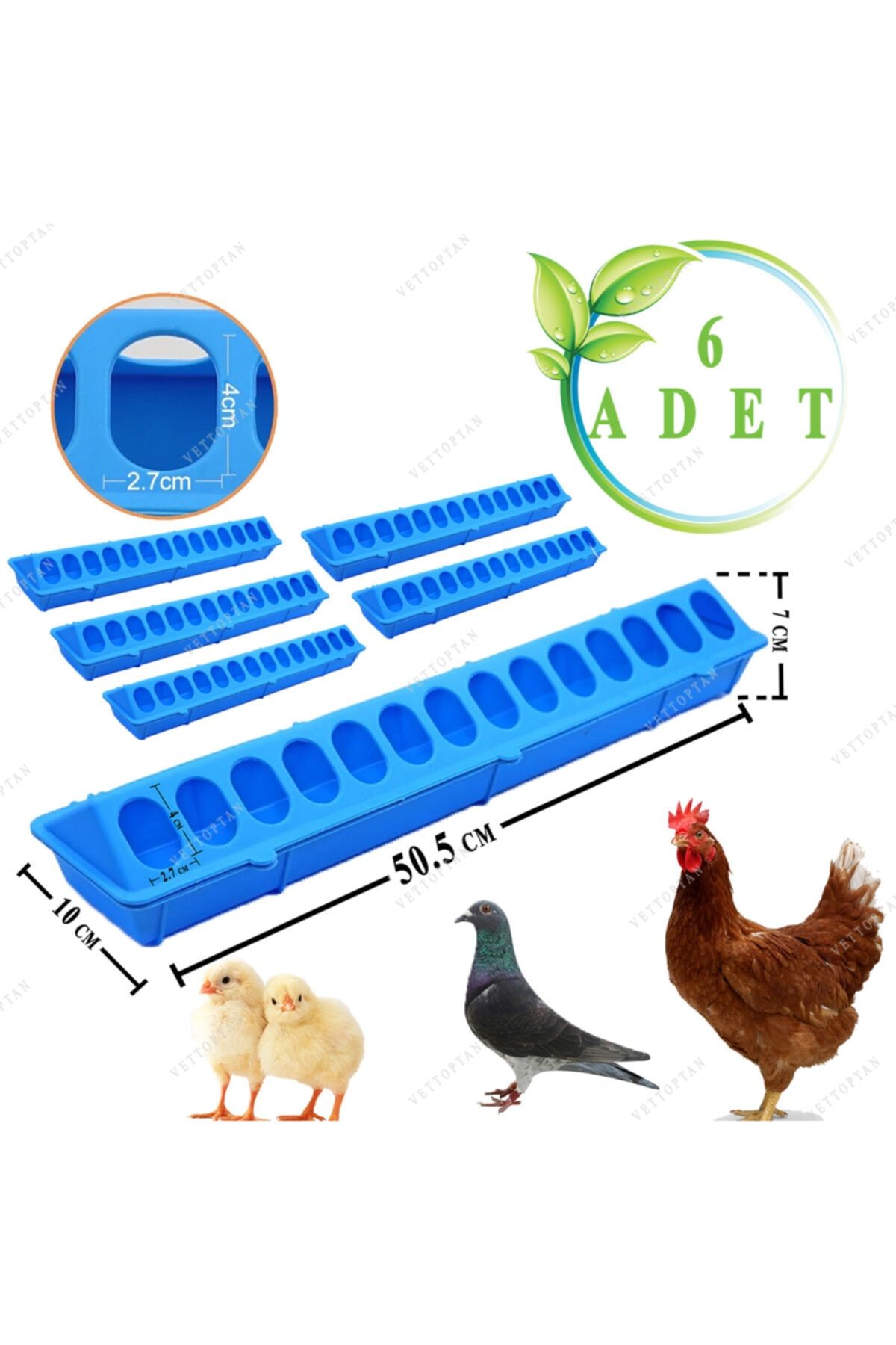 mutlu tavukçuluk Civciv Bıldırcın Yemlik Keklik Tavuk Yemliği 50 Cm 6 Adet Plastik Sülün Hindi Ördek Kaz Yavruları