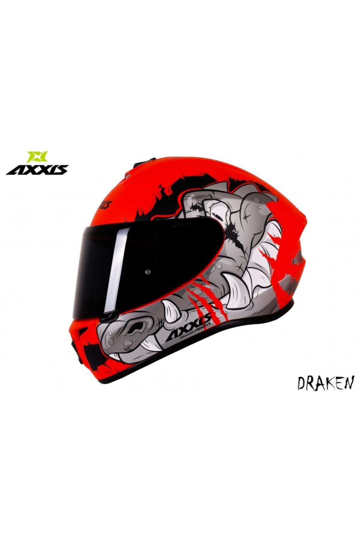 AXXIS Draken Trooper Matt Red Kapalı Motosiklet Kaskı - Şeffaf Cam