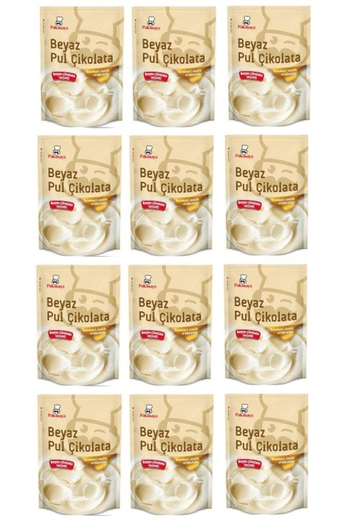 Pakmaya Beyaz Pul Çikolata 100 Gr X 12 Adet
