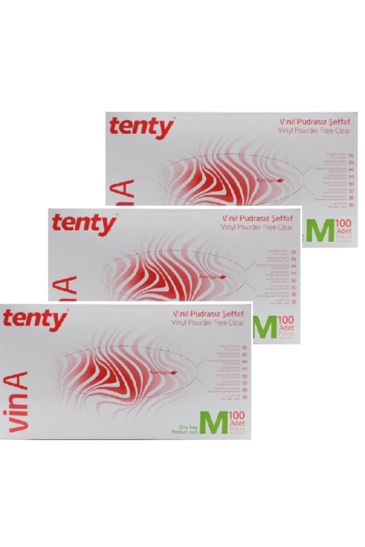 Tenty Pudrasız Vinil Eldiven 3lü Set (medium) (3x100)