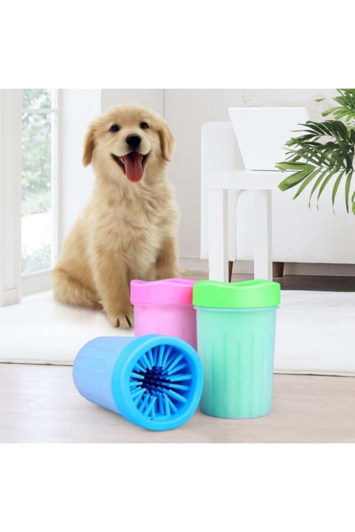 rennway Silikon Jel Fırçalı Kedi Köpek Pati Ayak Temizleme Kovası Büyük