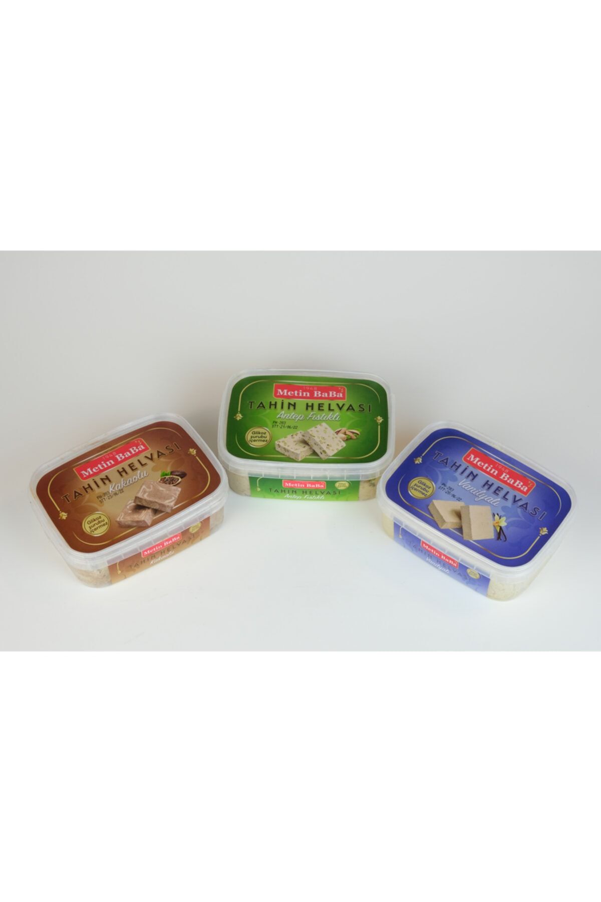 Metin Baba 1948 Doğal 3lü Tahin Helva: Kakaolu + Vanilyalı + Fıstıklı, 360 Gr