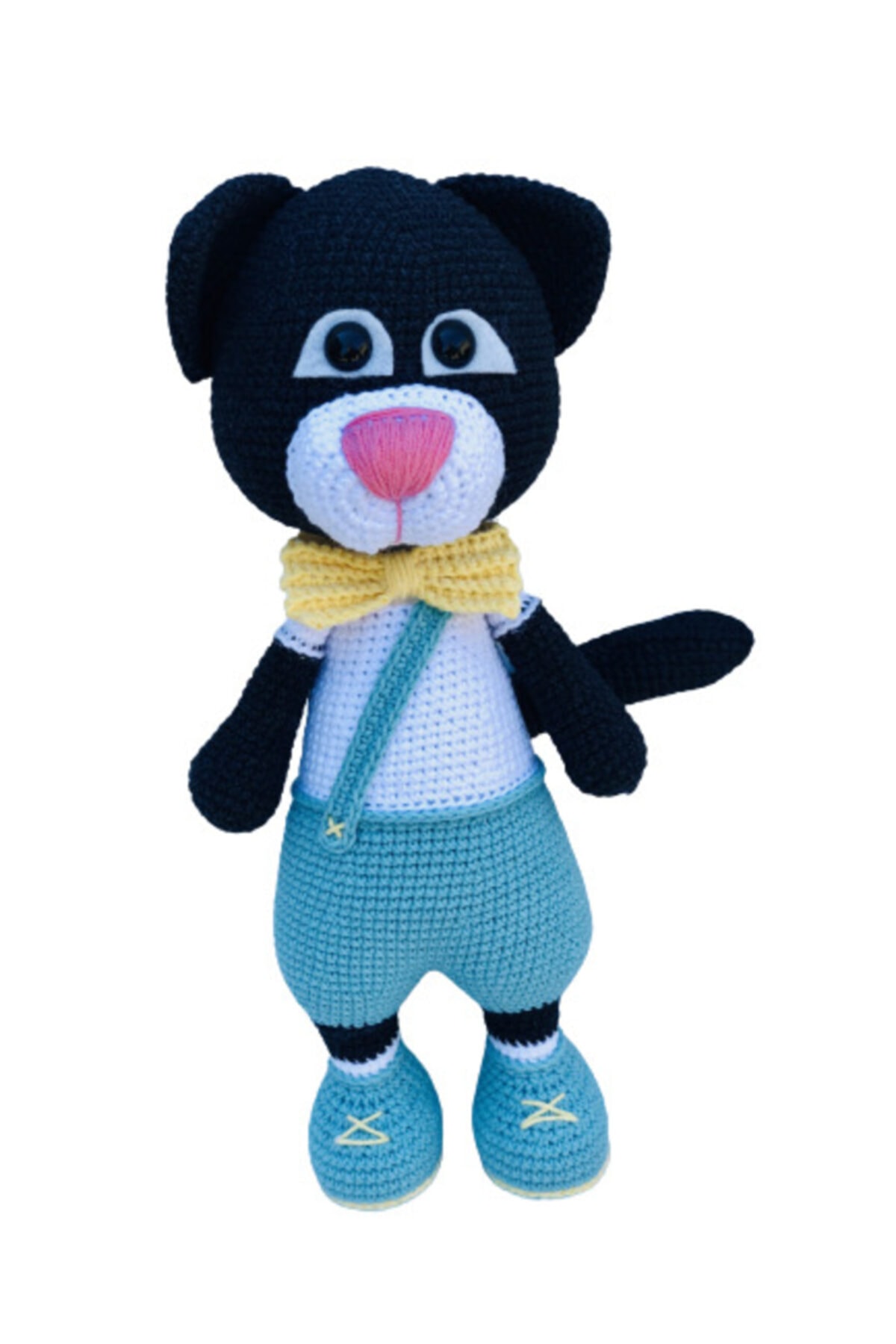 Aysun Yıldız Konbul Amigurumi Organik Örgü Oyuncak Uyku Arkadaşı Kara Kedi