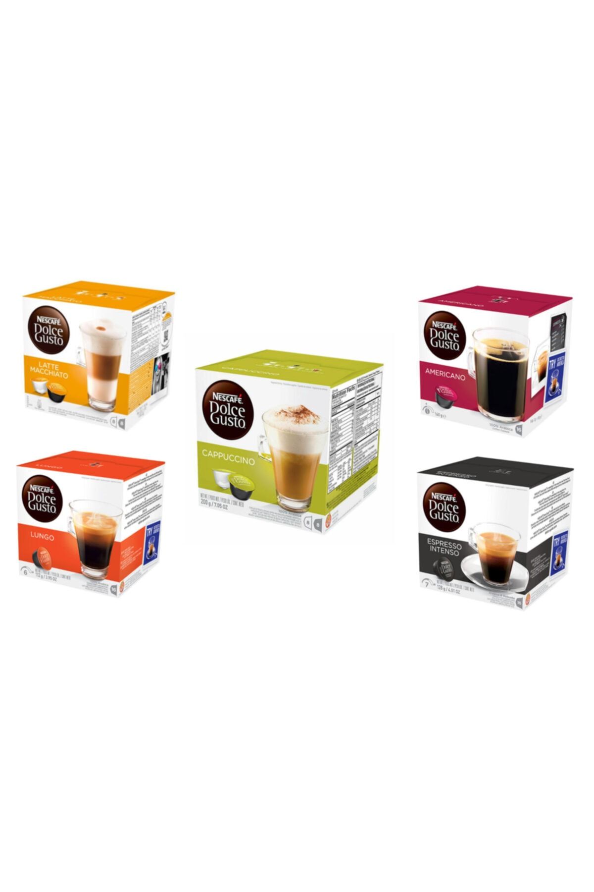 Nescafe Dolce Gusto Kapsül Kahve Seti 5x16'lı Paket Americano+espresso+latte+cappuccino+lungo
