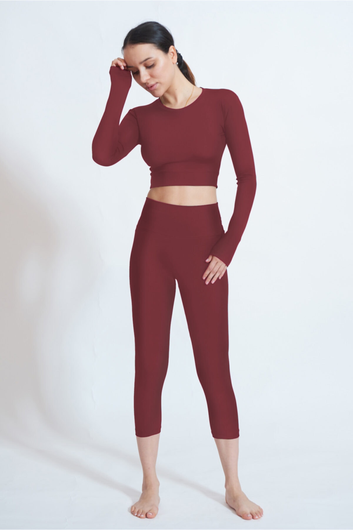 Yoda People Kadın Sporcu Crop Top Üst Sörf Koşu Yoga Spor Uzun Kollu Crop Üst - Denıs
