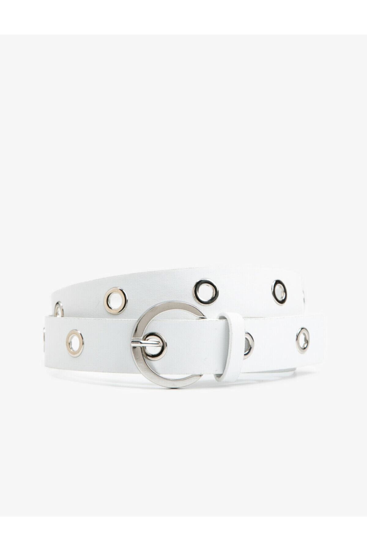 Koton Kadın  Beyaz Kus Gözü Detayli Kemer