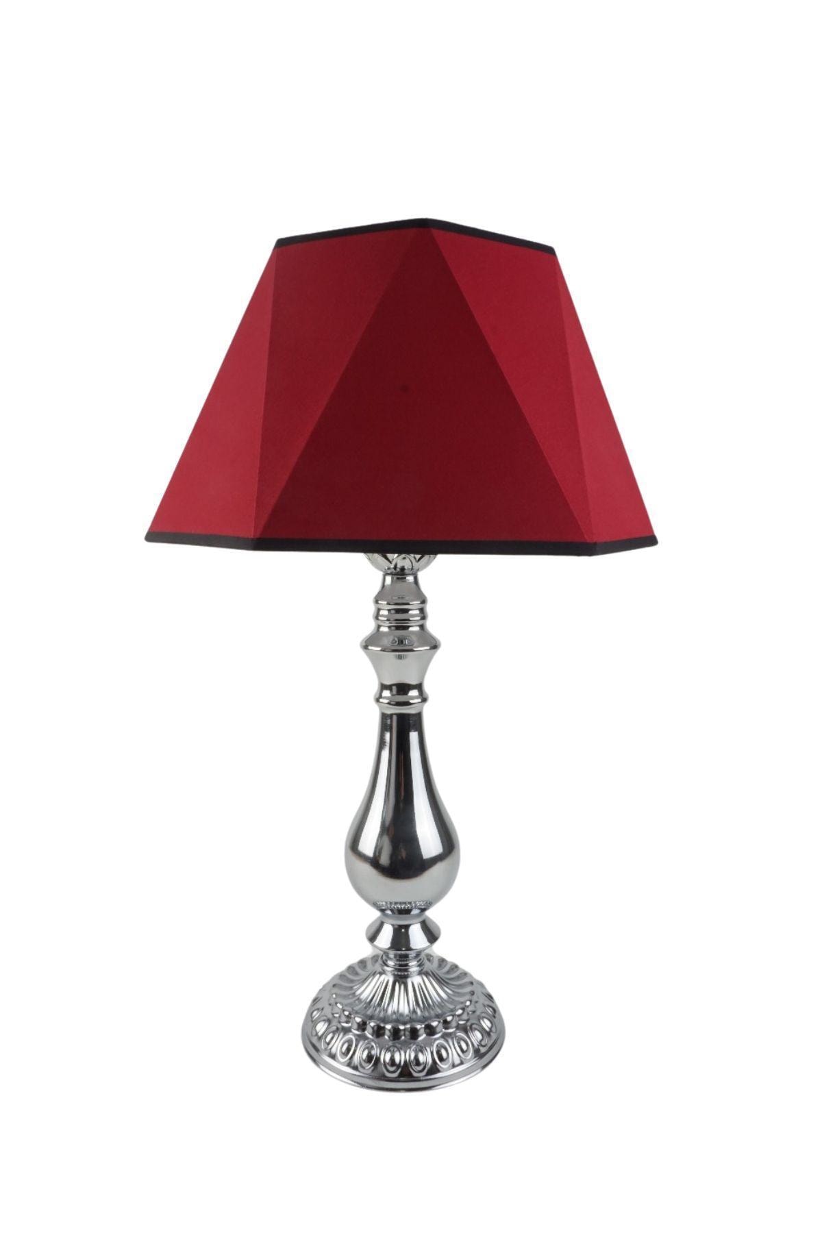 Vinner Krom Nikel Kaplama Burgulu Metal Modern Abajur Prizma Başlık - Bordo
