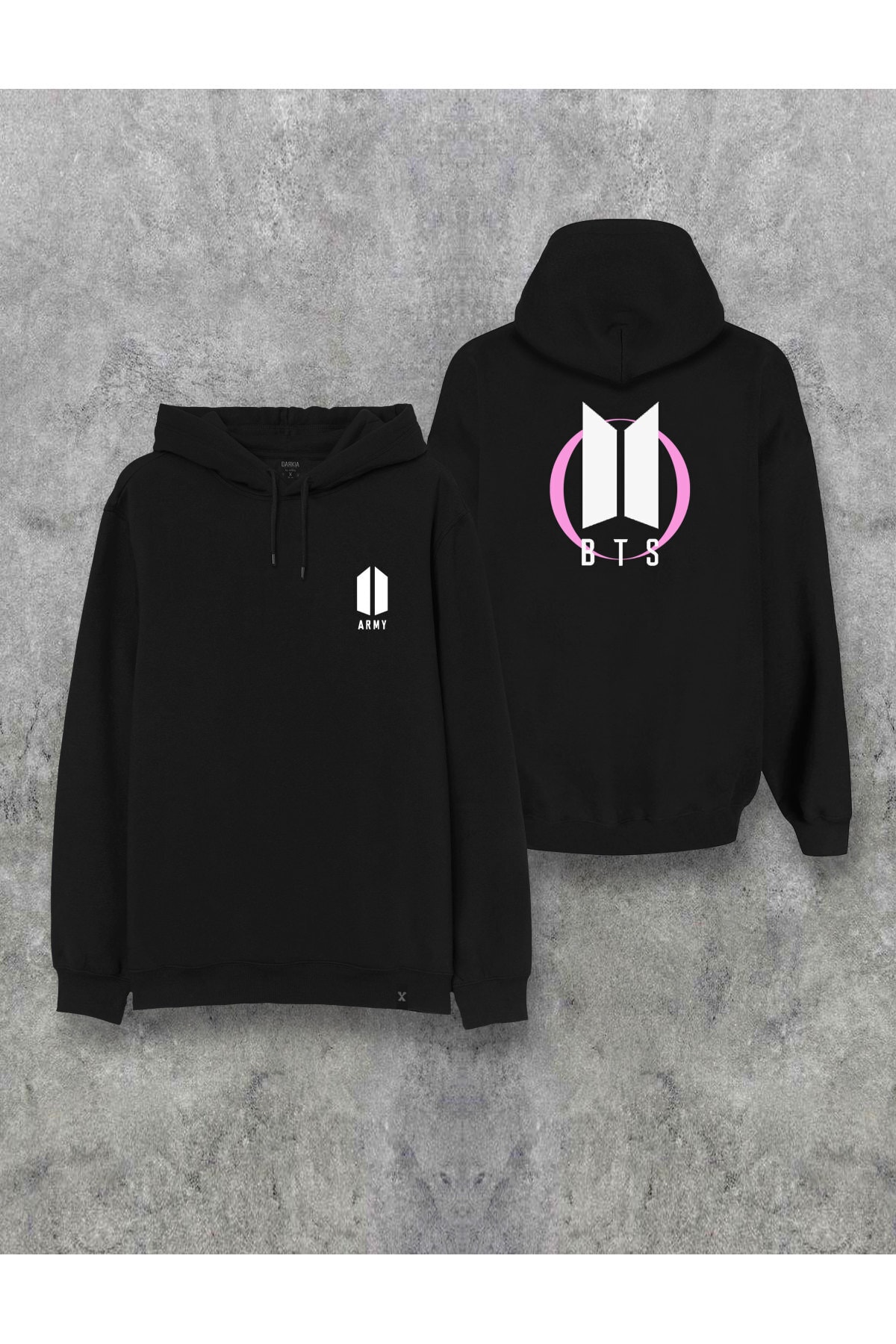 Darkia Bts Army Ön Arka Baskılı Kapşonlu Tasarım Hoodie