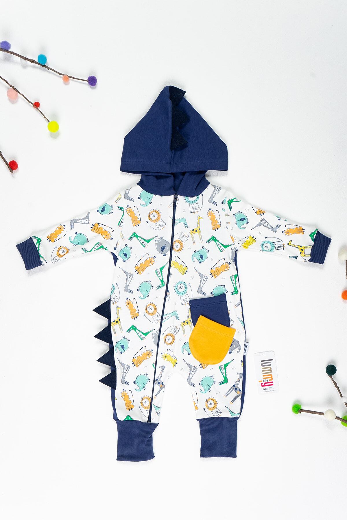Miniworld Unisex Navy Zoo Bebek Tulumu