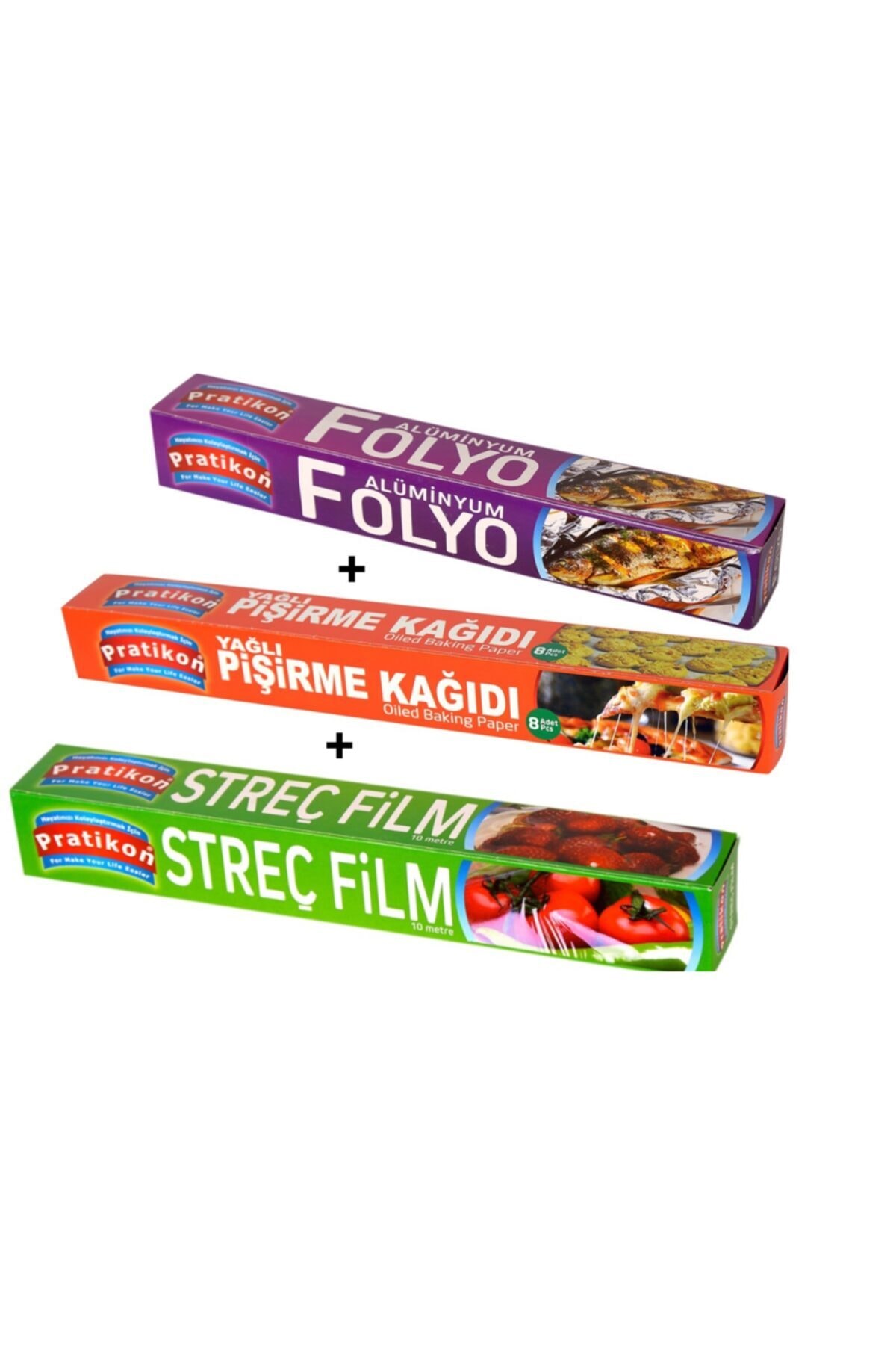 Pratikon Streç Film, Alüminyum Folyo Ve Pişirme Kağıdı 3'lü Set