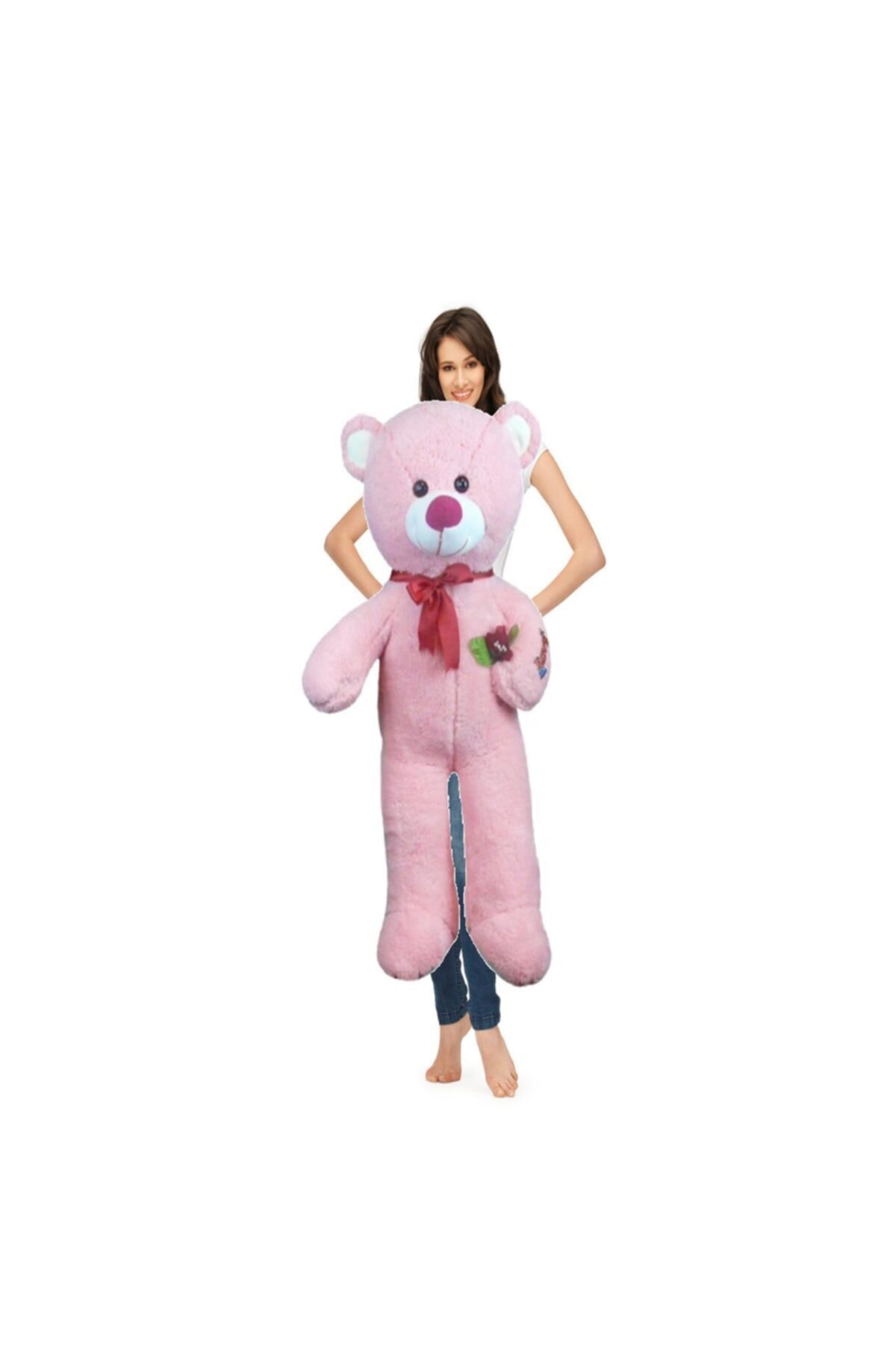 Sole Sevgiliye Özel Hediye-100 Cm Gül Tutan Peluş Ayı