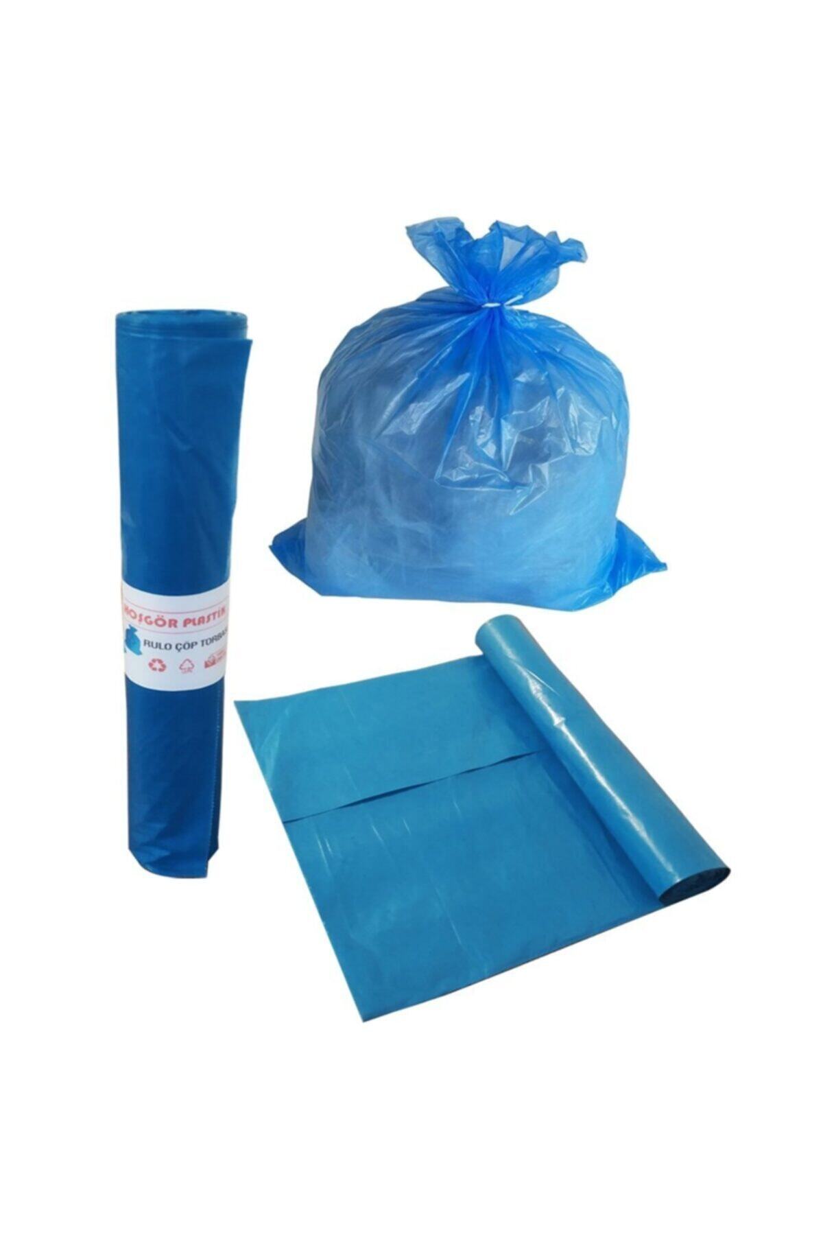 HOŞGÖR PLASTİK Çöp Torbası Poşeti Mavi Rulo 60x85 Büyük (koli:10 Rulo/100 Adet)