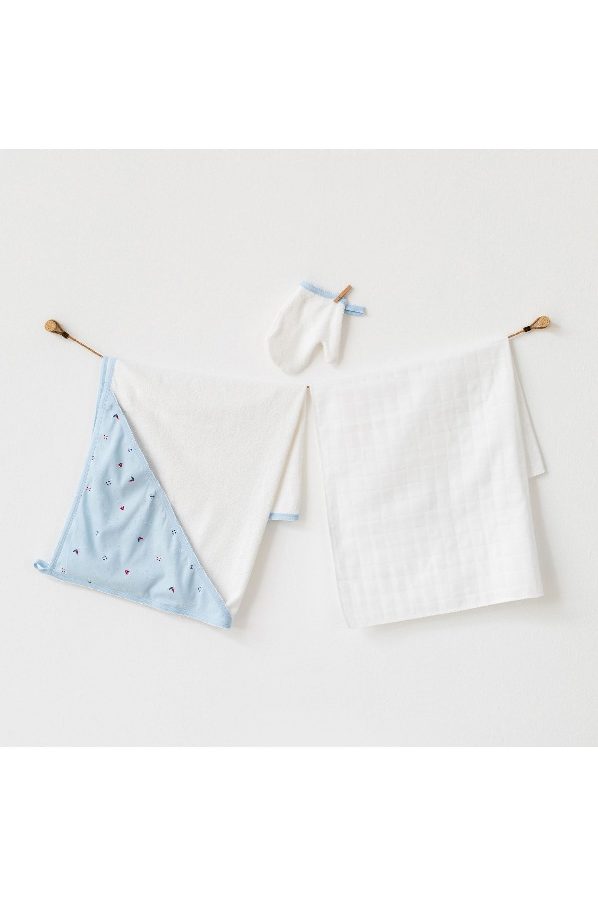 andywawa Bebek Havlu Takım 3 Pcs Set Towel Muslın Set The Seasıde Lıfe