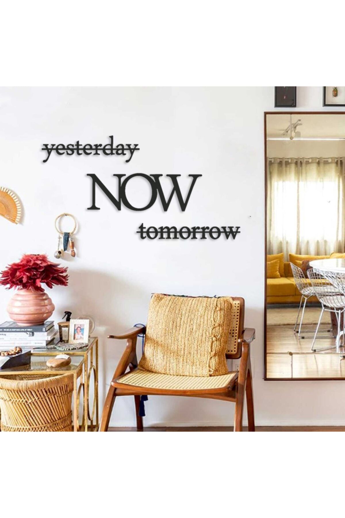 DekArt Home Yesterday Now Tomorrow - Metal Duvar Yazısı - Metal Tablo