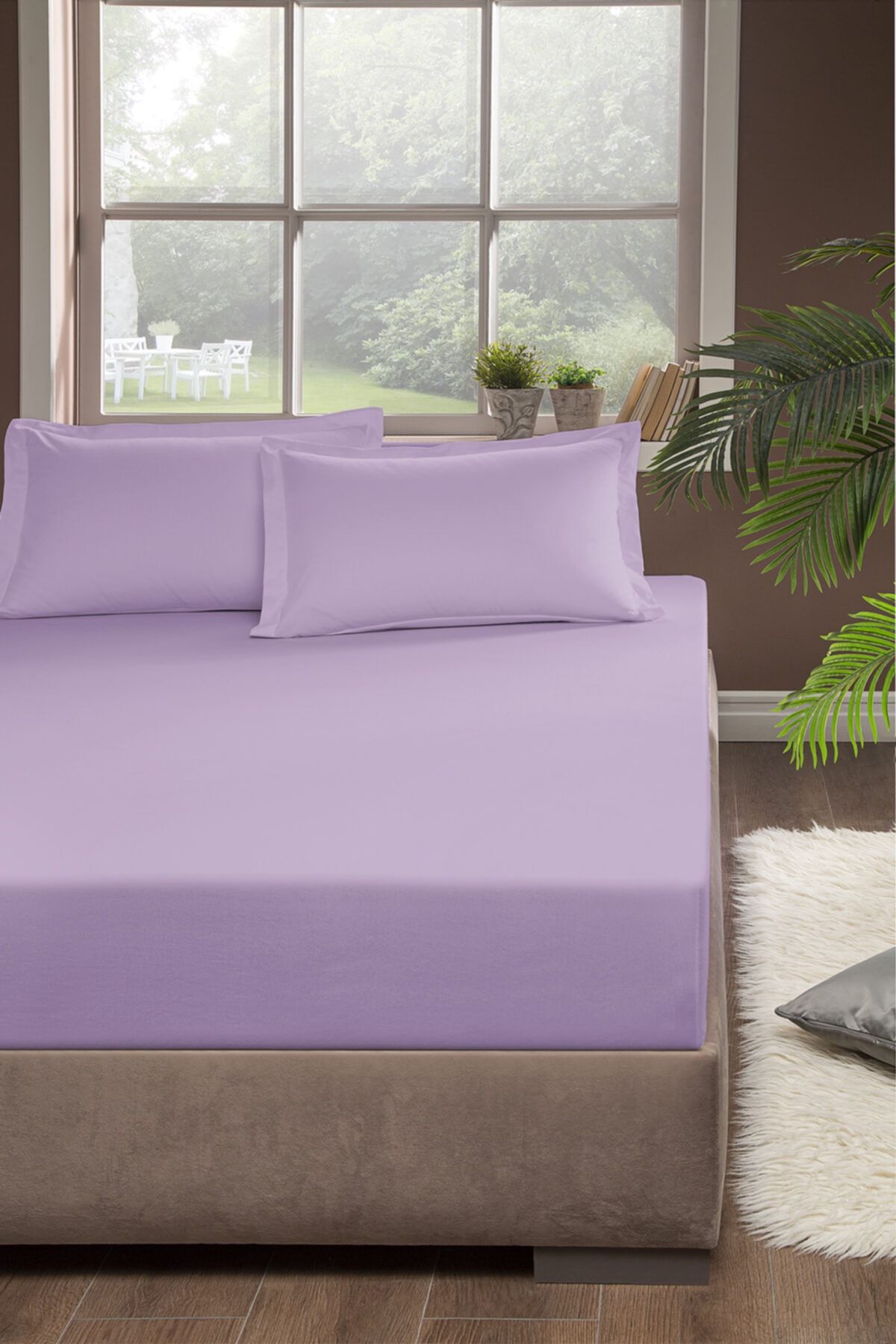 Pierre Cardin Penye Lastikli Çarşaf Çift Kişilik 160x200 cm Lila