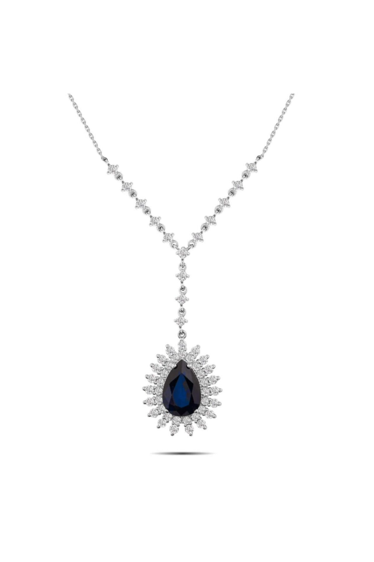 Niş Pırlanta Kadın 5,00 Karat Pırlantalı Safir Kolye