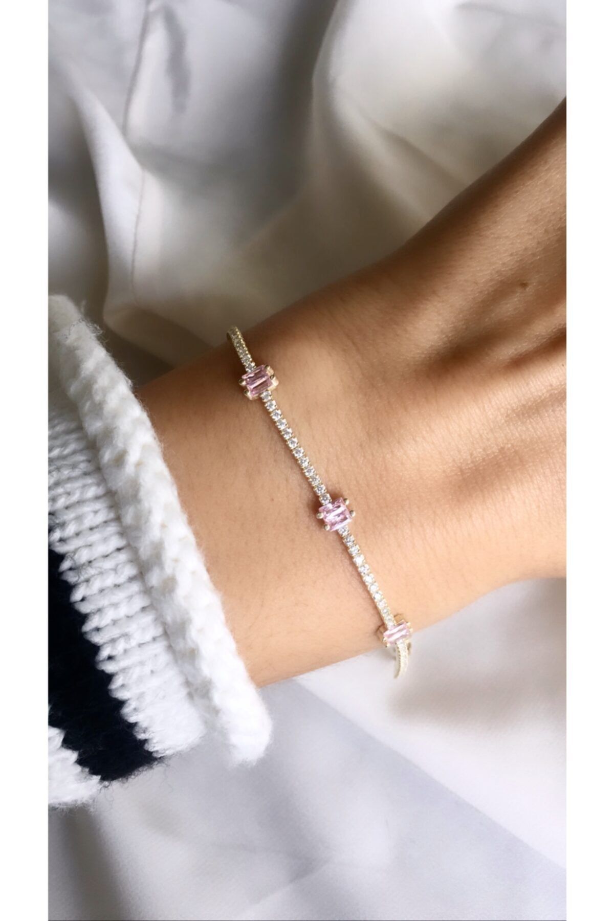 Collection by Duygu Şahin Pembe Kuvars Taşlı Su Yolu Gümüş Bileklik