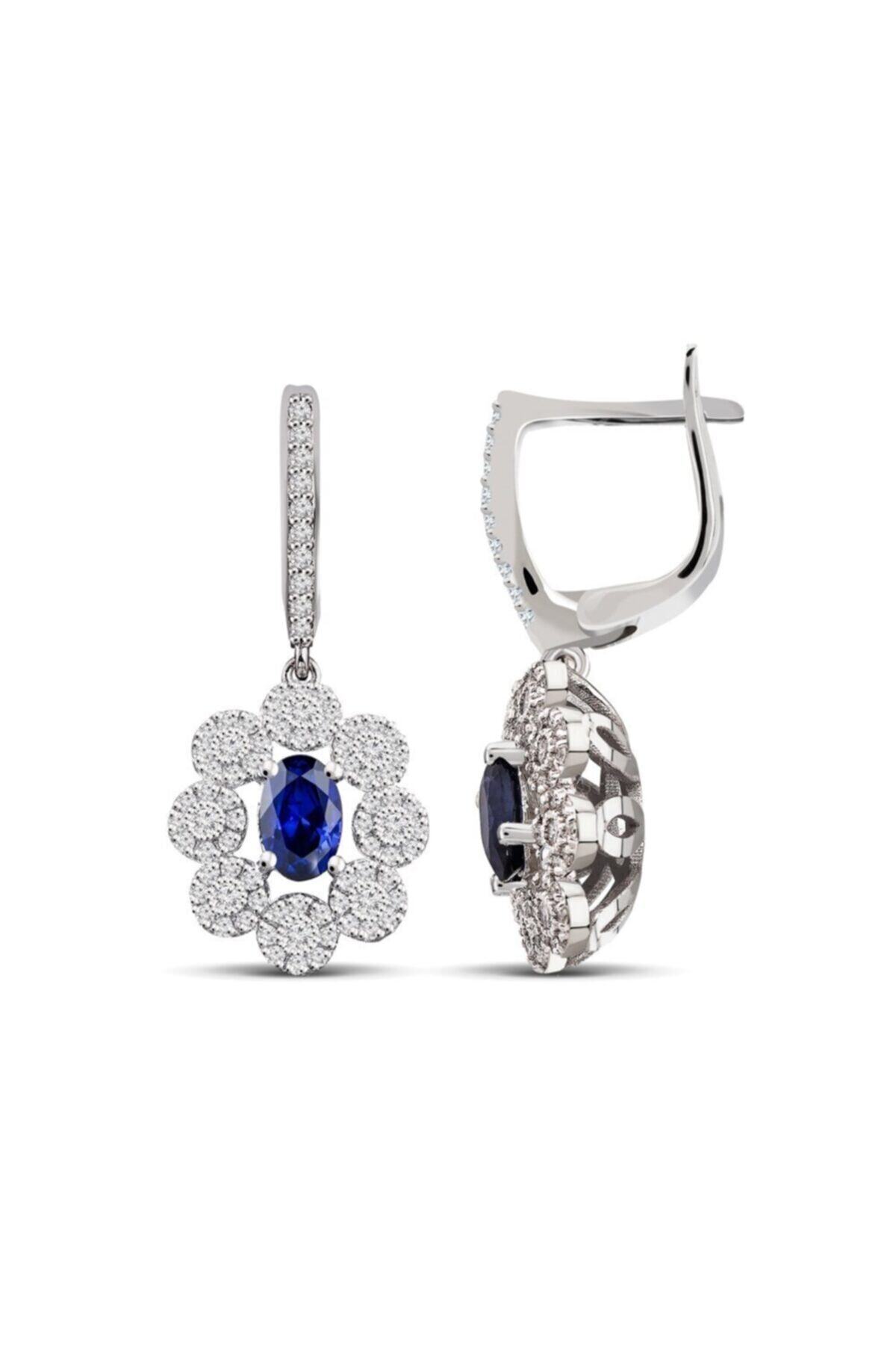 Niş Pırlanta 1,94 Karat Pırlantalı Safir Küpe