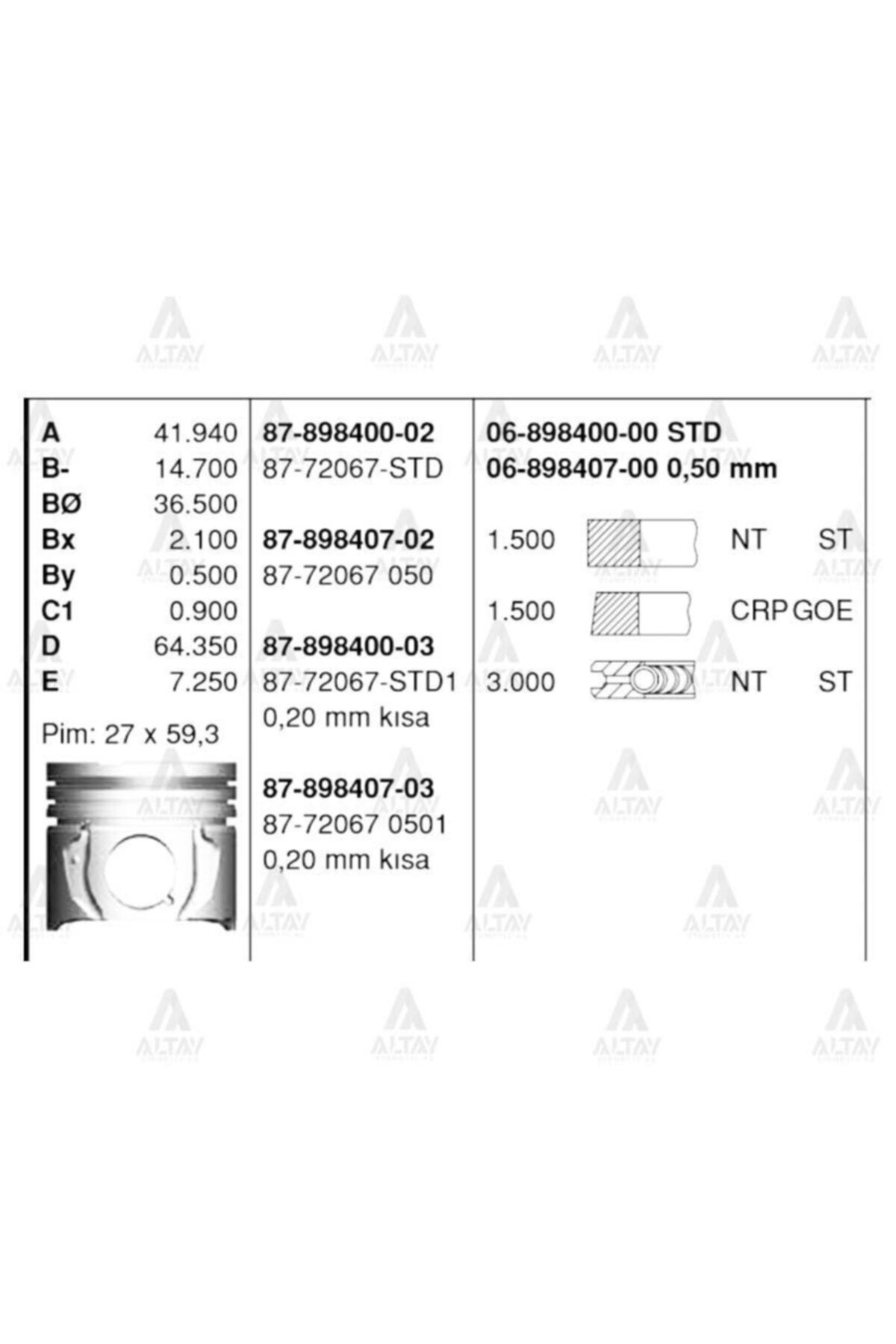 GOETZE Piston Segmanlı Corolla 1.4 D4d / Yarıs 05=  Dizel Std