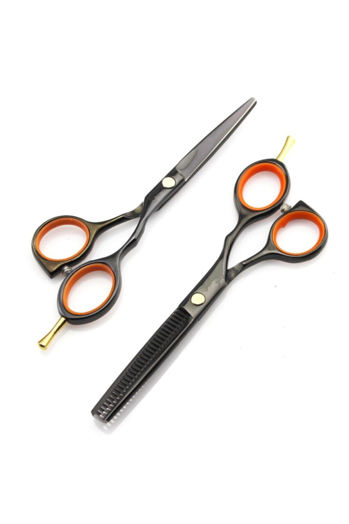 kivi ticaret 2 Parça 5.5 Inç 16.4 Cm Deri Çantalı Profesyonel Kuaför Berber Siyah Saç Makas Seti Düz Ve Ara Makas