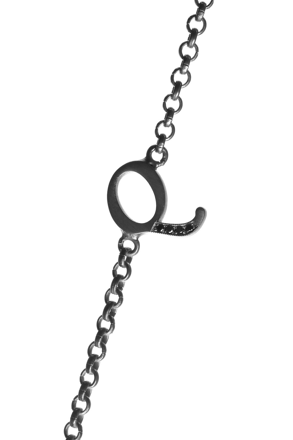 Agora Pırlanta Black Diamond Unisex Q Harfi Siyah Pırlanta Bileklik