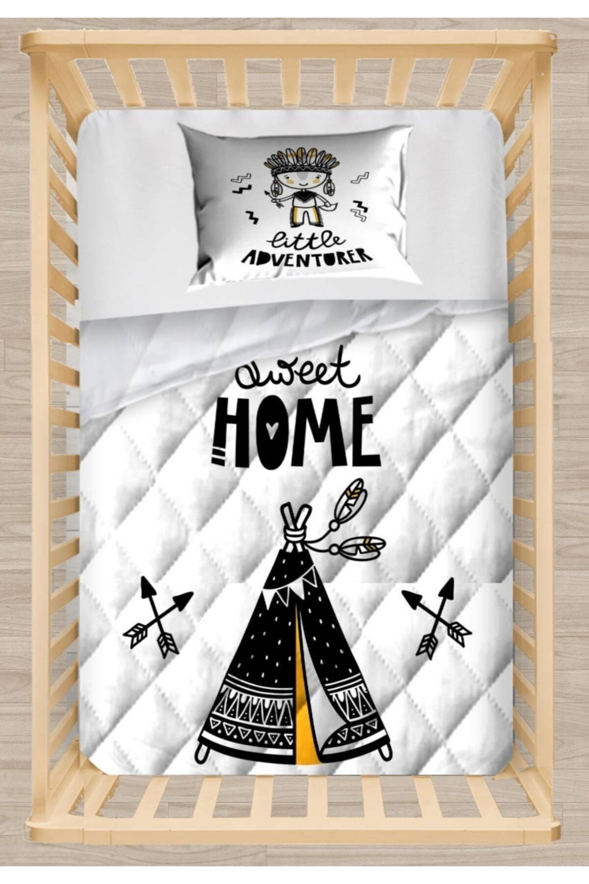 Osso Halı Osso Siyah Sarı Gri Home Çadır Kapitoneli 3d Desenli Bebek Yorgan Uyku Seti