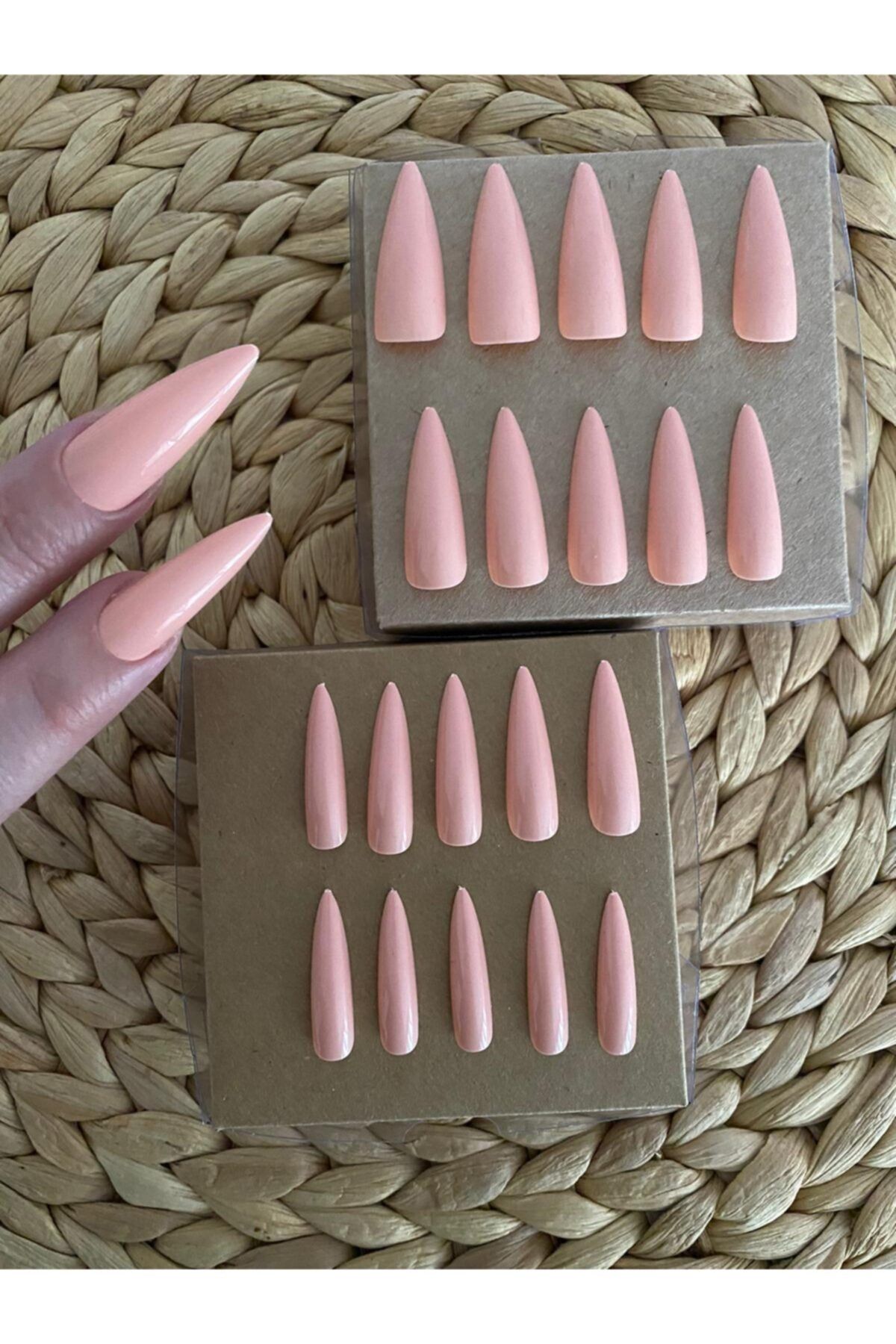 SYBELLE KOZMETİK 20 Adet Somon Stiletto Takma Tırnak