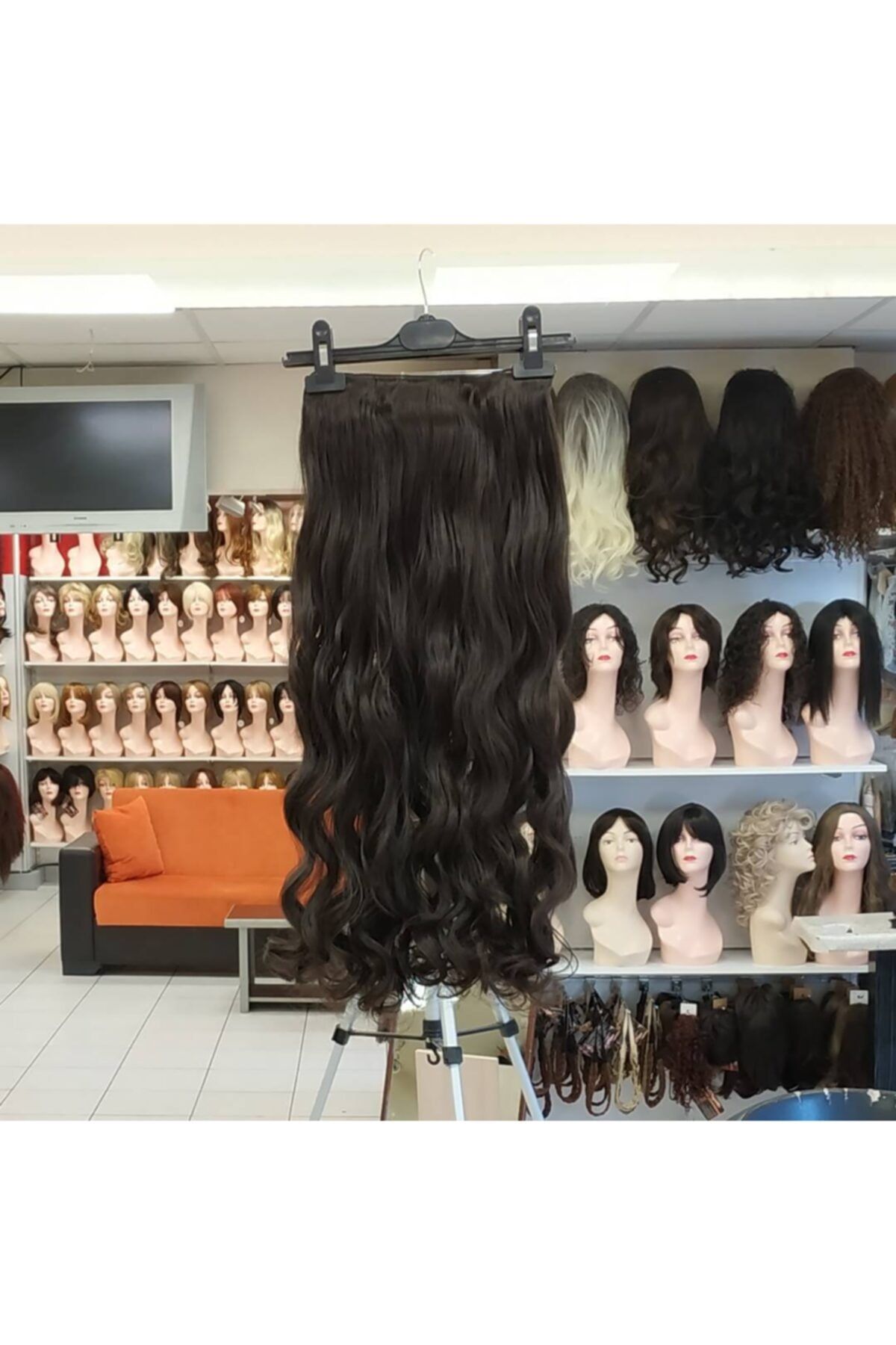 My Hair Türkiye Tek Parça Yarımay Çıtçıt Saç Koyu Kestane Fiber Sentetik Renk Kodu-2