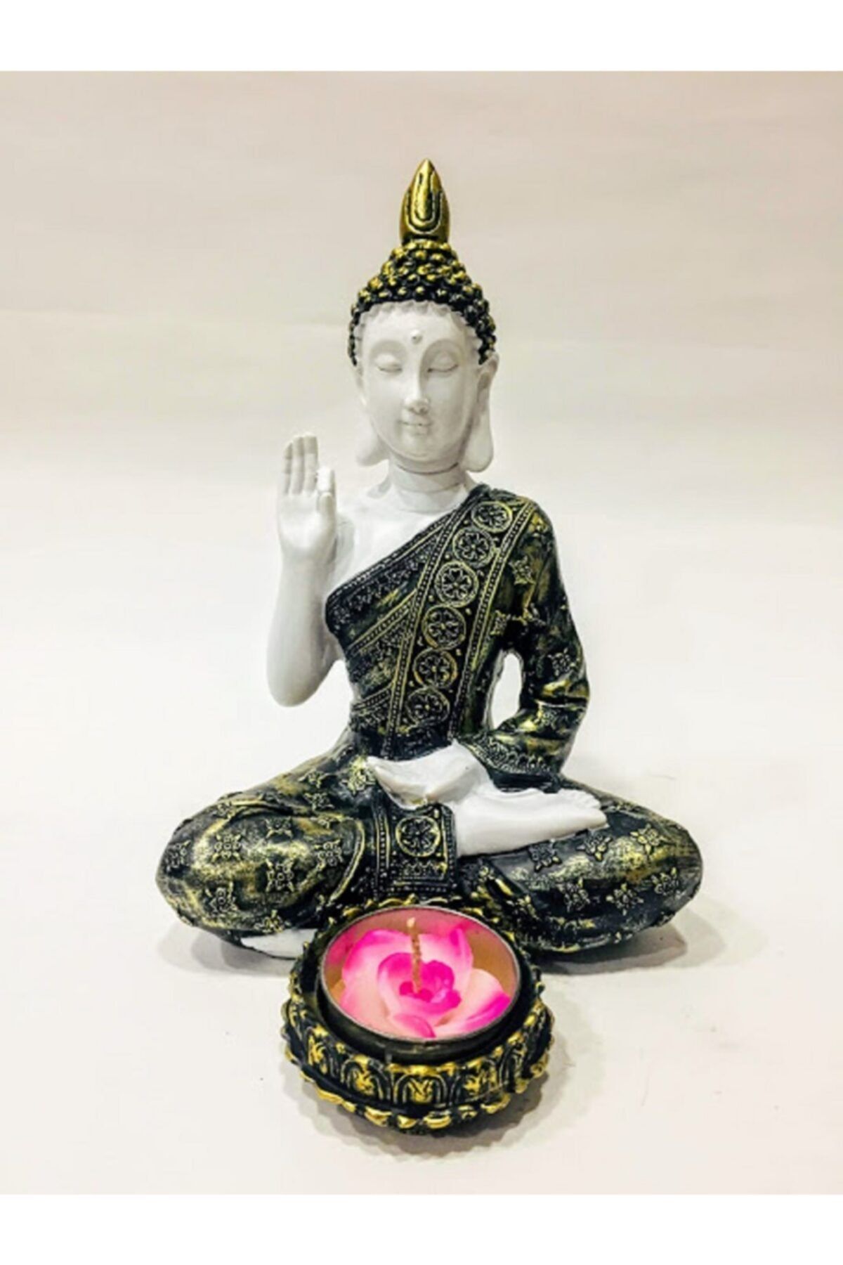 Hormiga 11 Cm Pirinç Polyester Buda Mumluk Buddha Tealight Dekoratif Şamdan